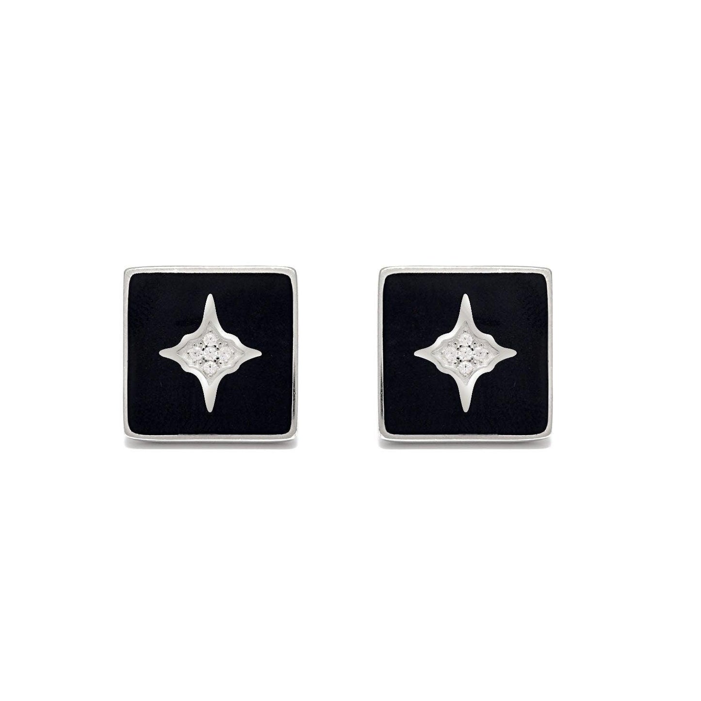 Cz Starburst Black Silver Cufflinks Jewelry Kanish