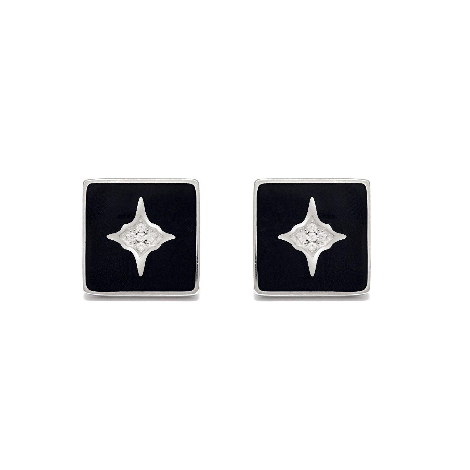 Cz Starburst Black Silver Cufflinks Jewelry Kanish