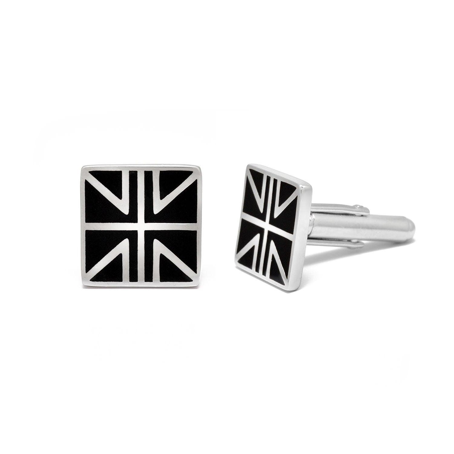 Handcrafted Union Jack Silver Cufflinks Kanish