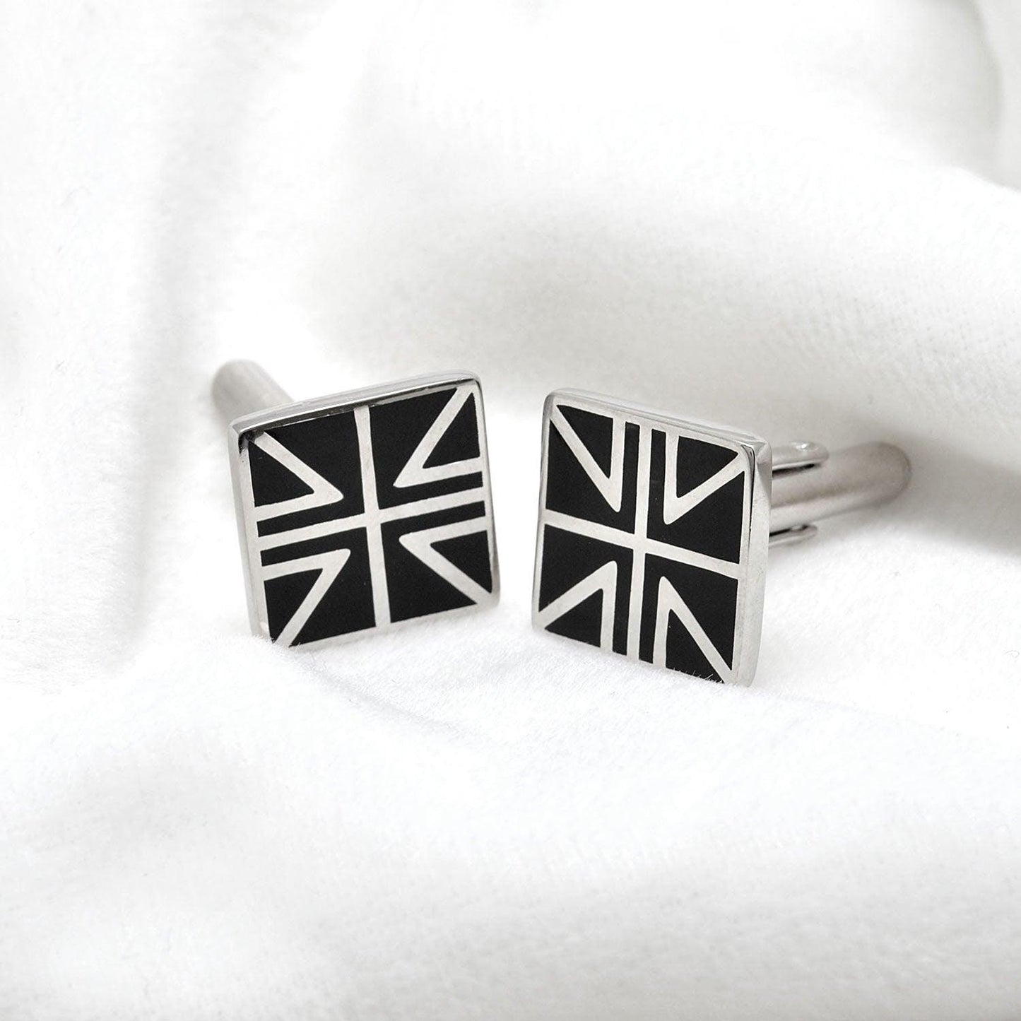 Handcrafted Union Jack Silver Cufflinks Kanish