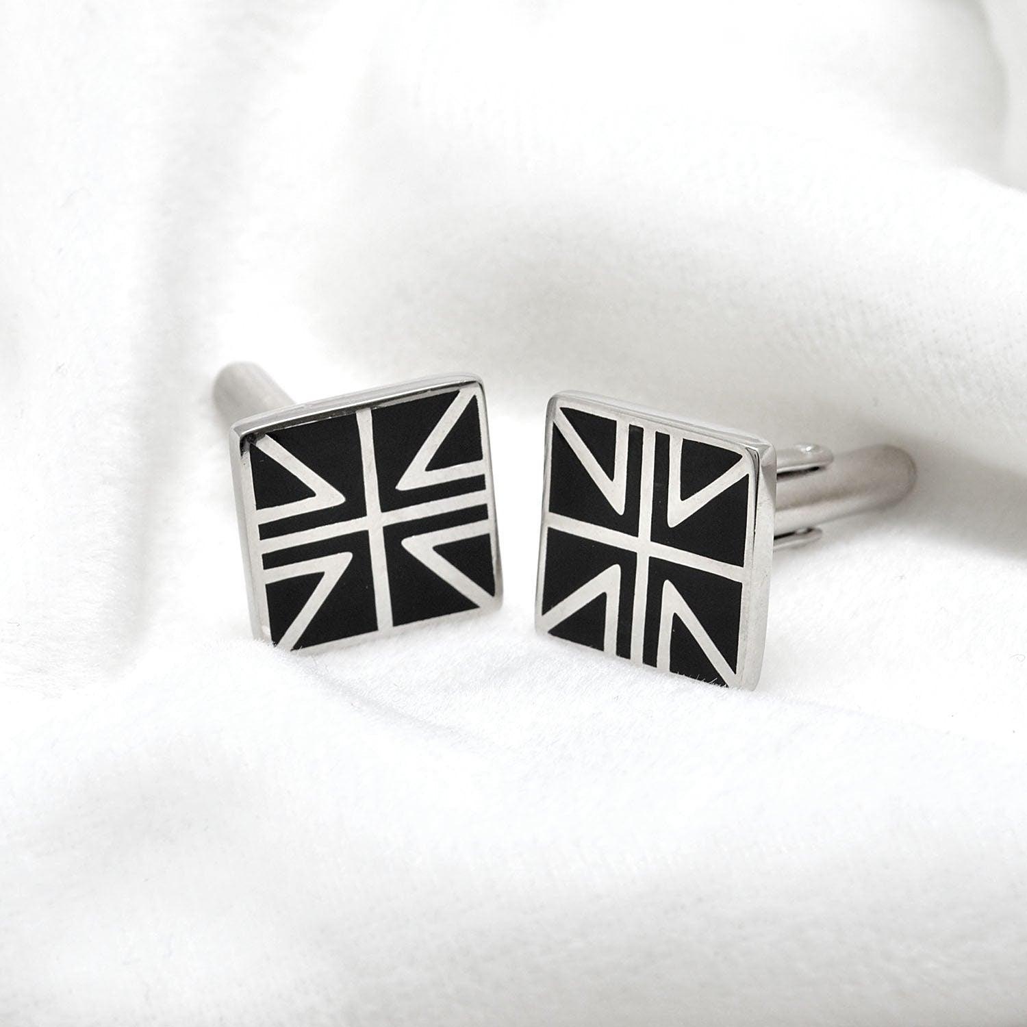 Handcrafted Union Jack Silver Cufflinks Kanish