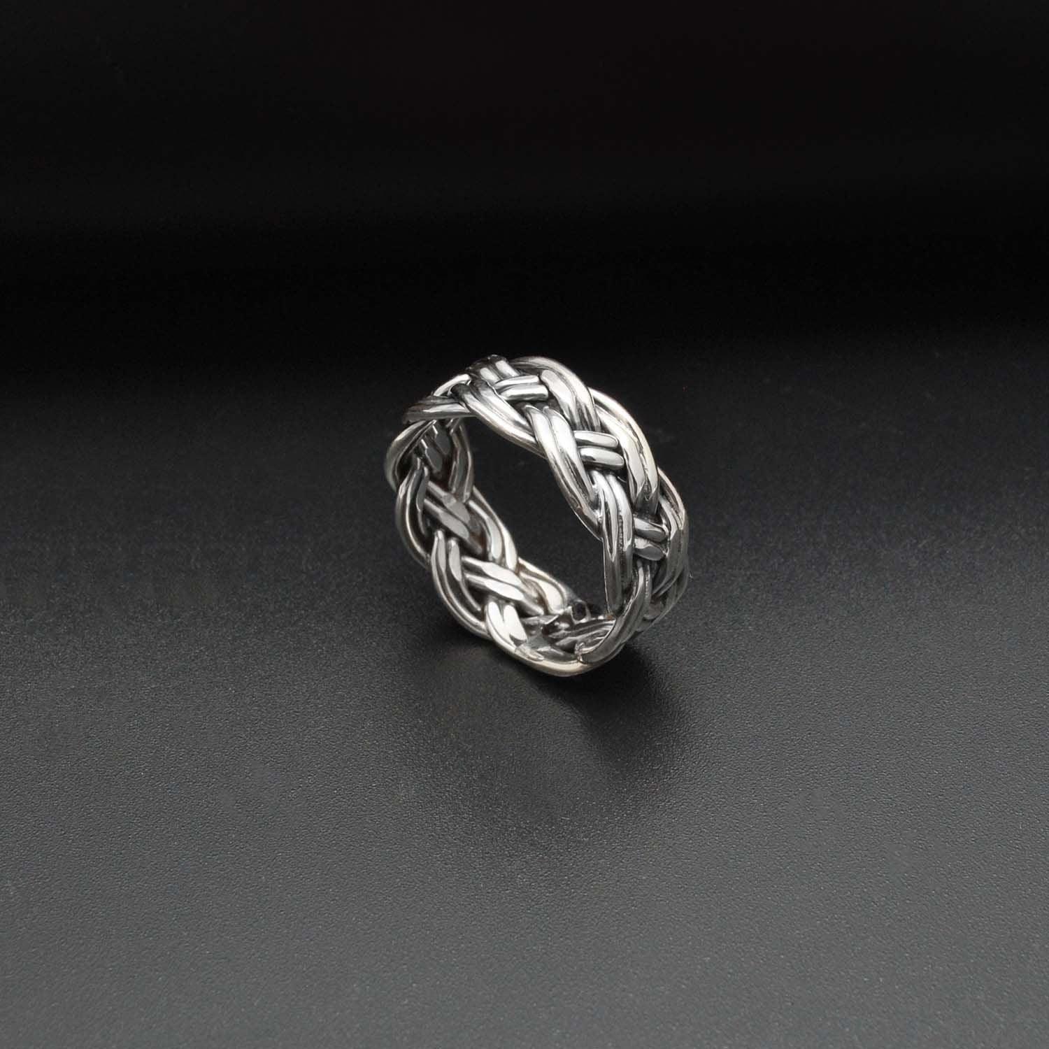 Woven Braided Silver Ring Size 10 Kanish