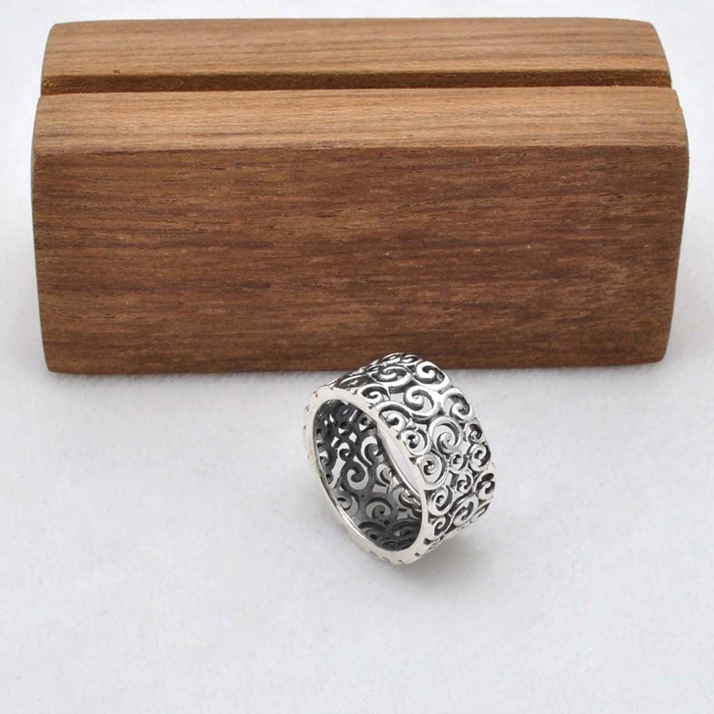 Filigree Silver Wide Band Ring Size 8 - Kanish