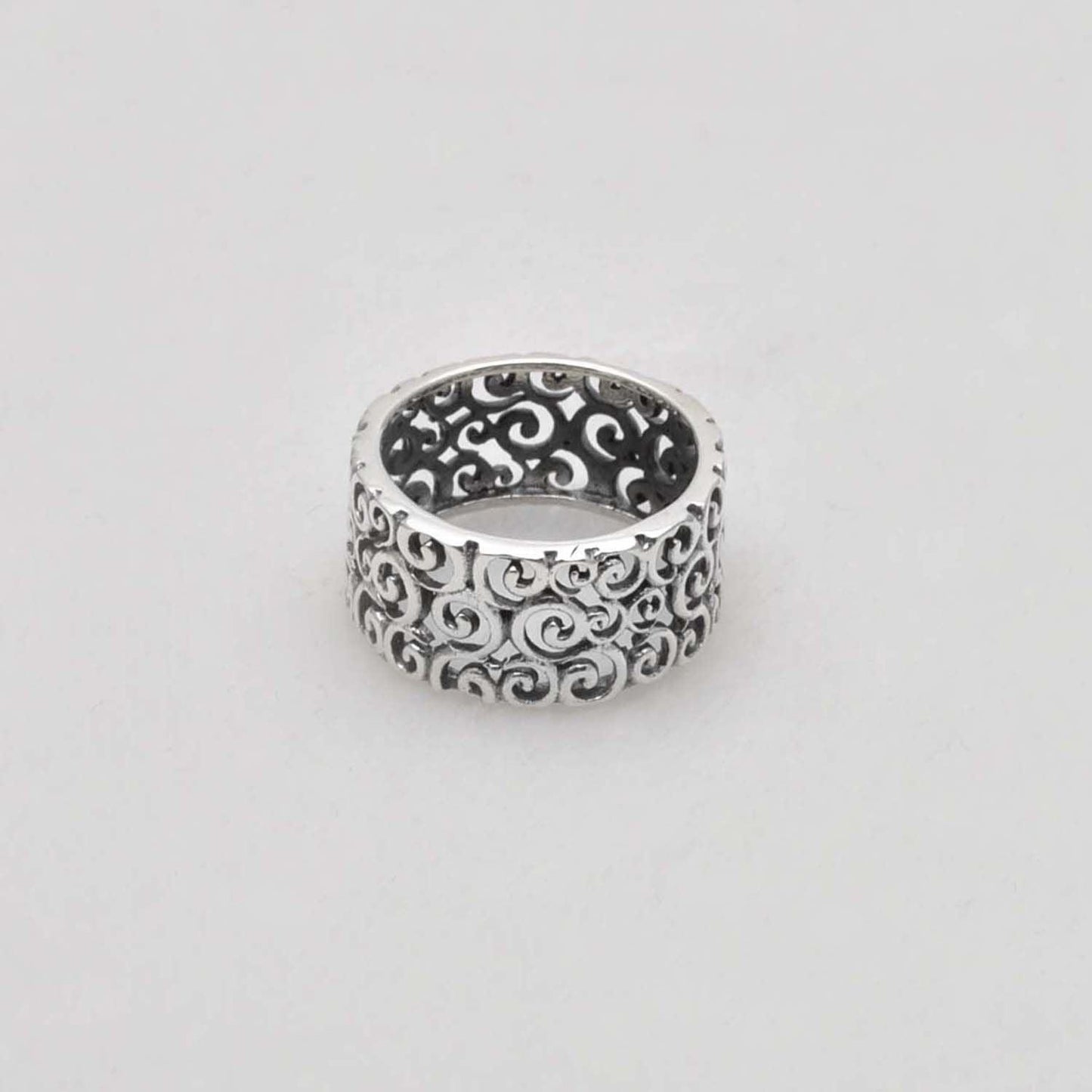 Filigree Silver Wide Band Ring Size 8 Kanish