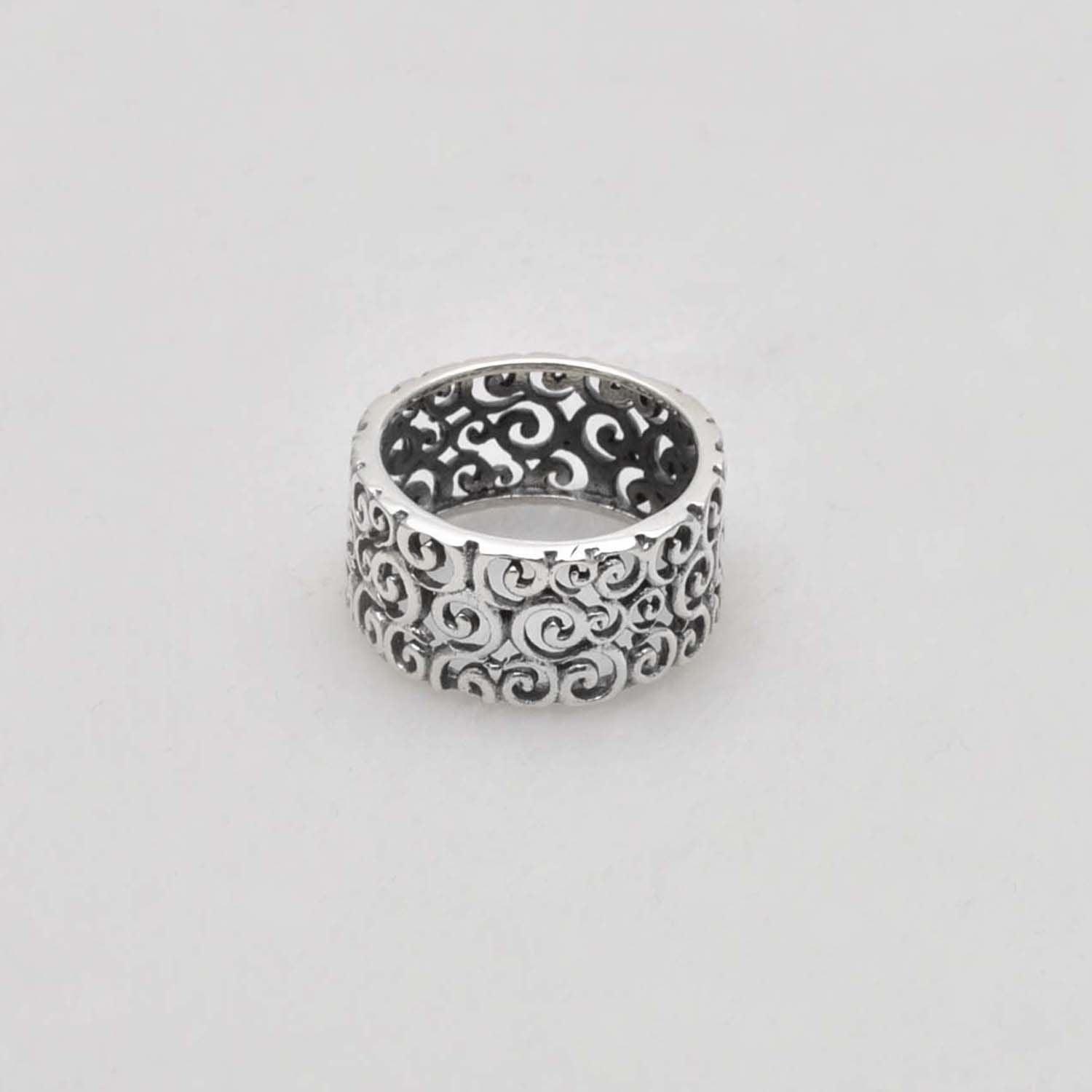 Filigree Silver Wide Band Ring Size 8 Kanish