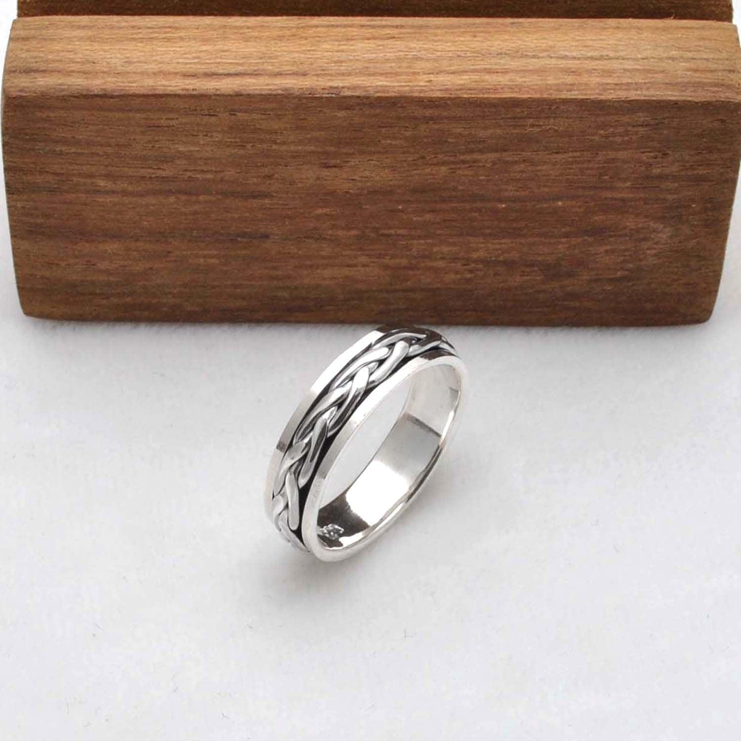 Sterling Silver Fidget Curb Ring Size 12 - Kanish