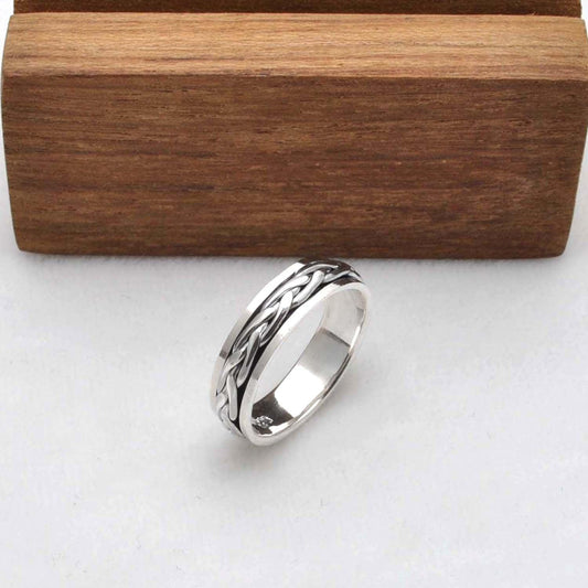 Sterling Silver Fidget Curb Ring Size 12 - Kanish
