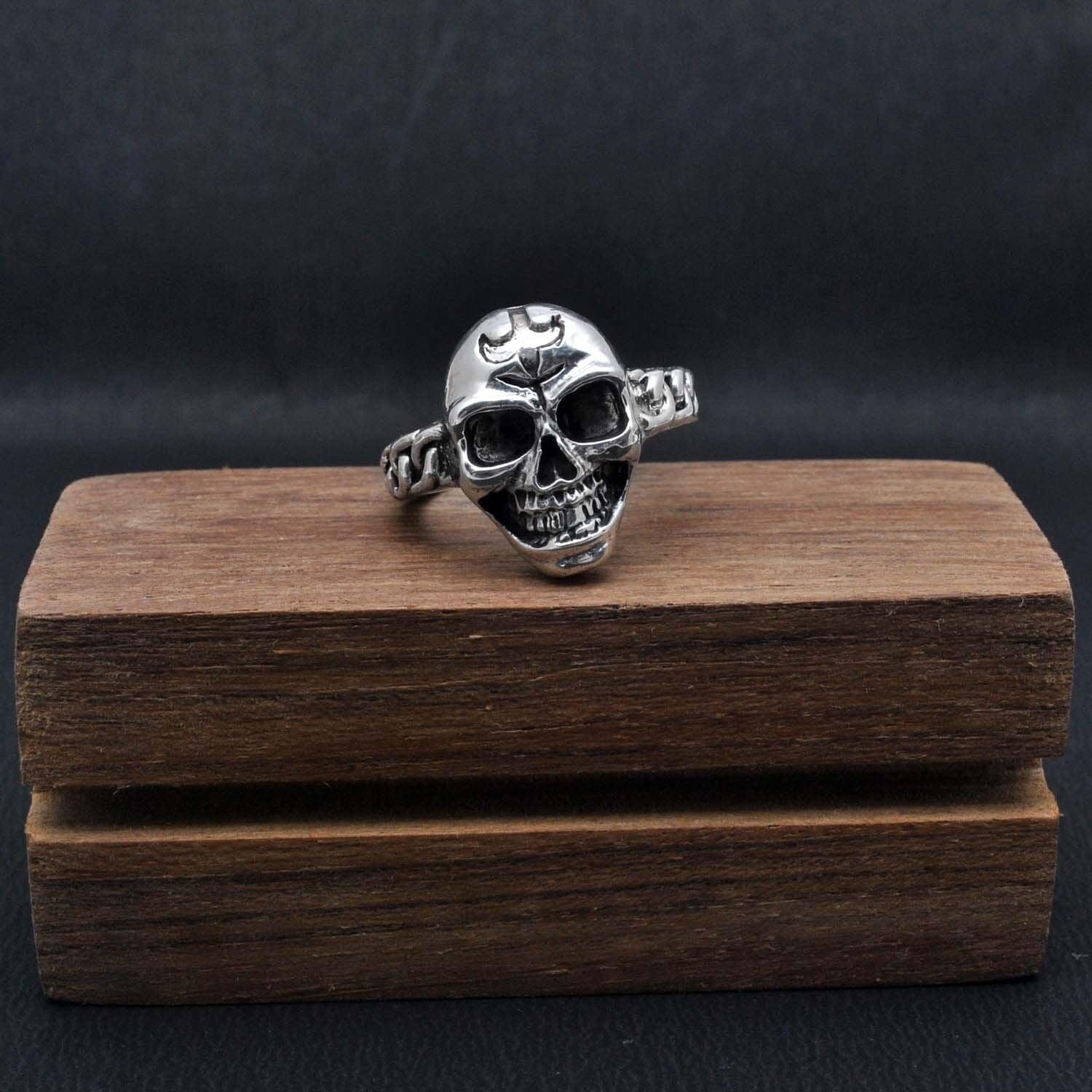 Silver Skull Ring Size 10 Halloween Jewelry Kanish