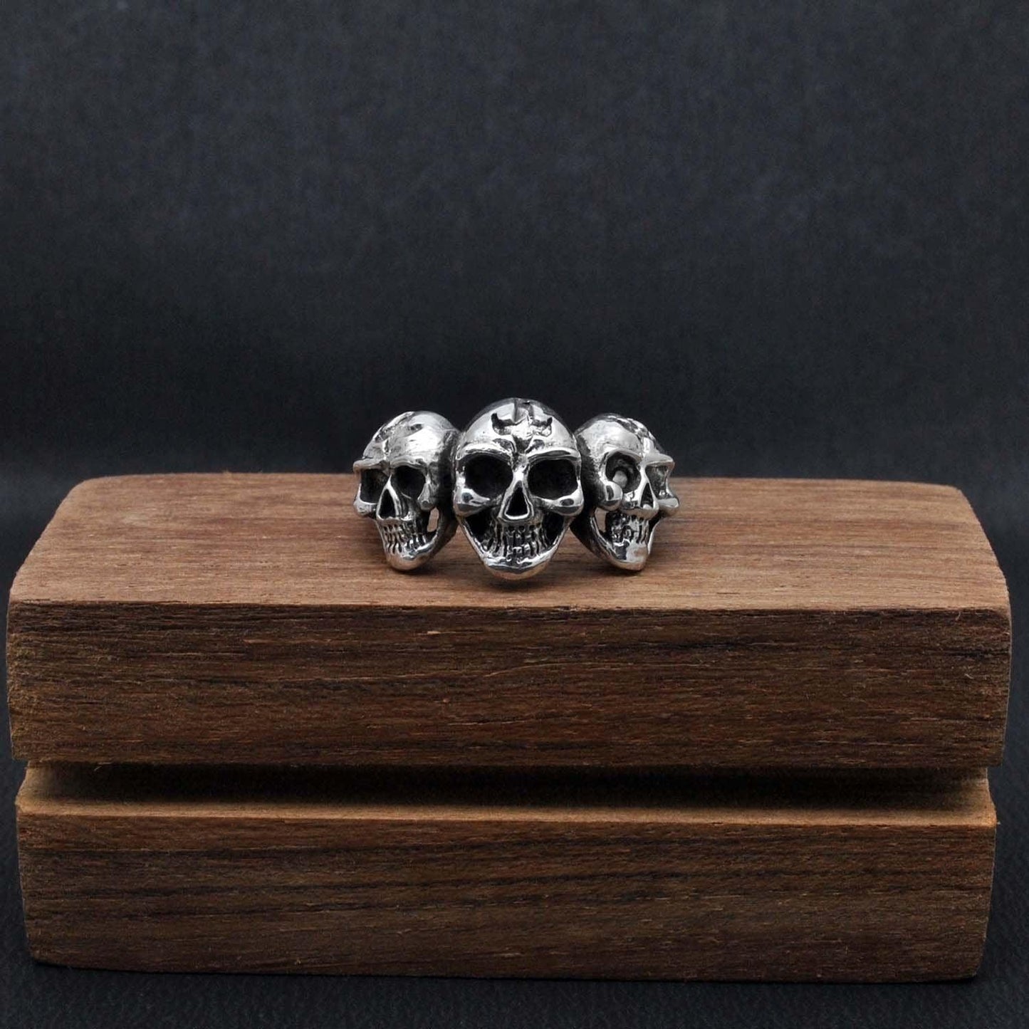 Cluster Skull Silver Ring Size 9 Kanish