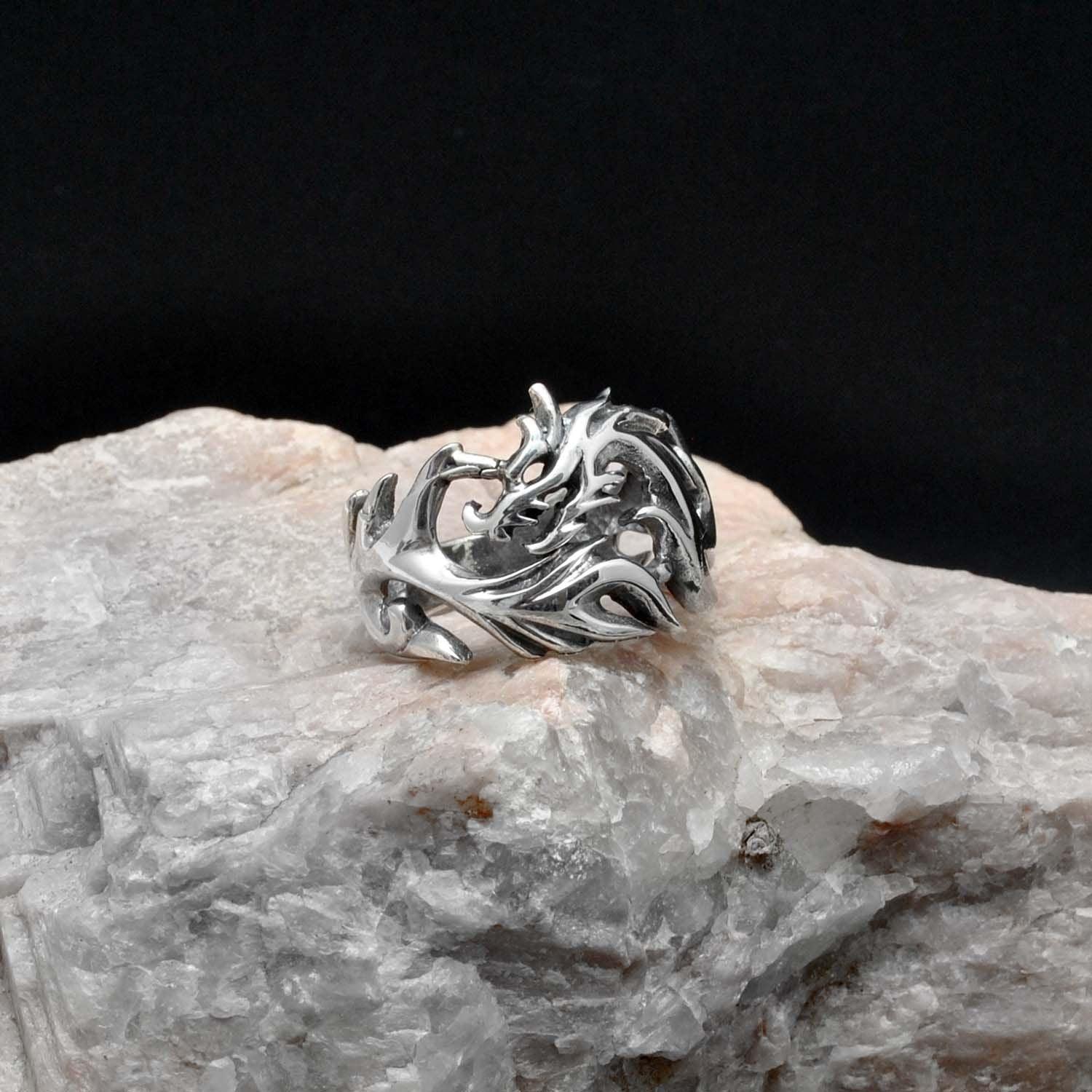 Silver Fierce Dragon Ring Size 9 Kanish