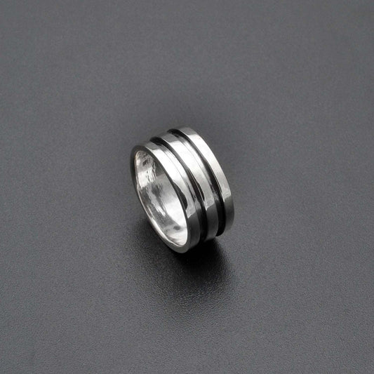 Oxidized Sterling Silver Ring Band Size 6 - Kanish