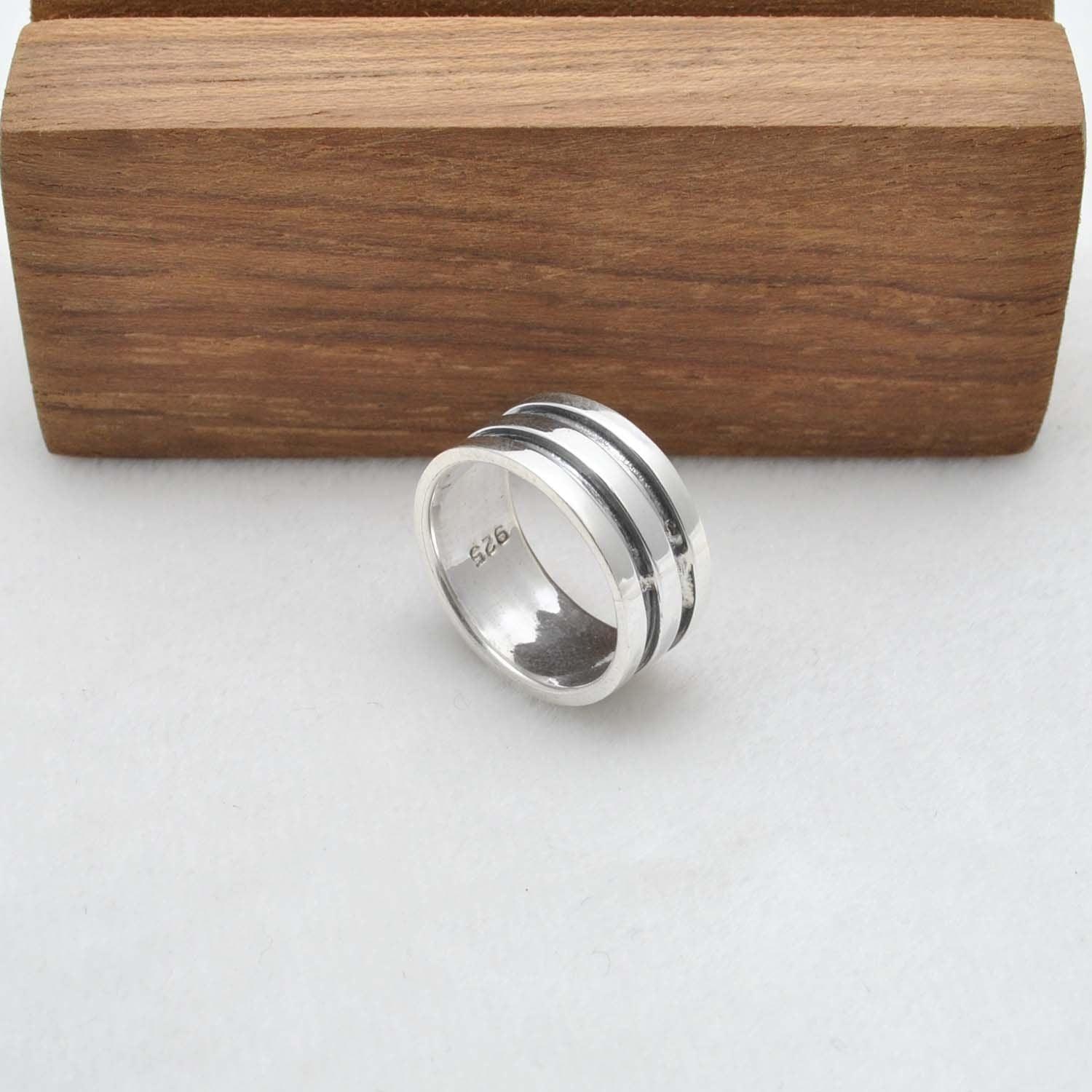 Oxidized Sterling Silver Ring Band Size 6 Kanish