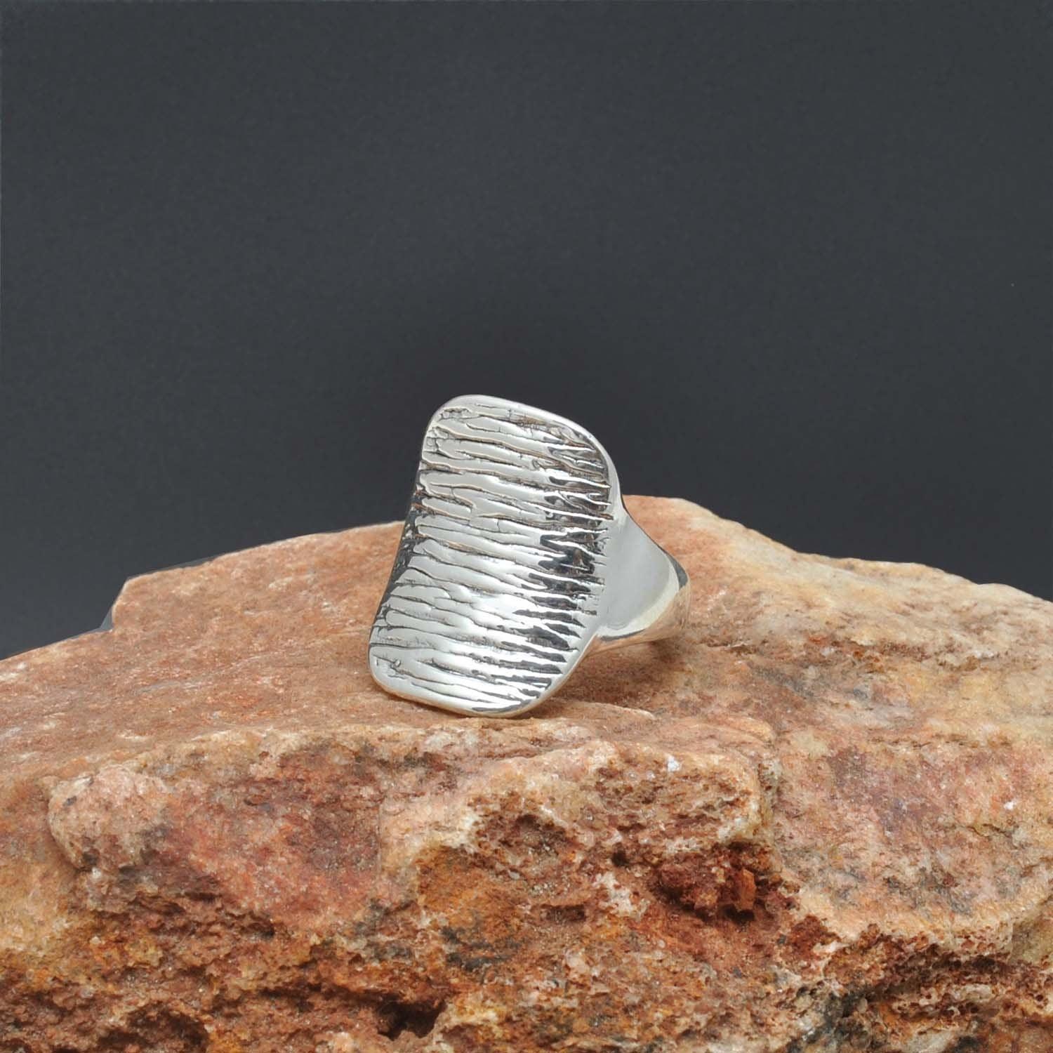 Sterling silver chunky textured ring Kanish