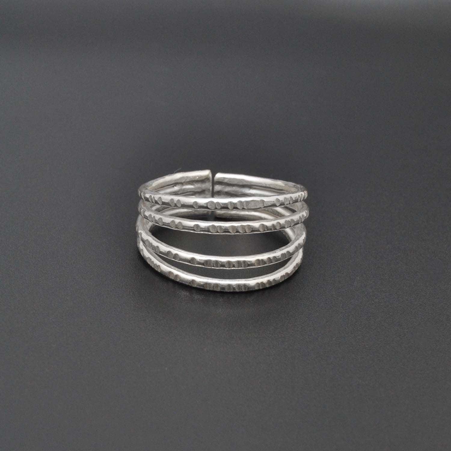 Sterling Silver Stackable Hammered Ring Size 9 - Kanish