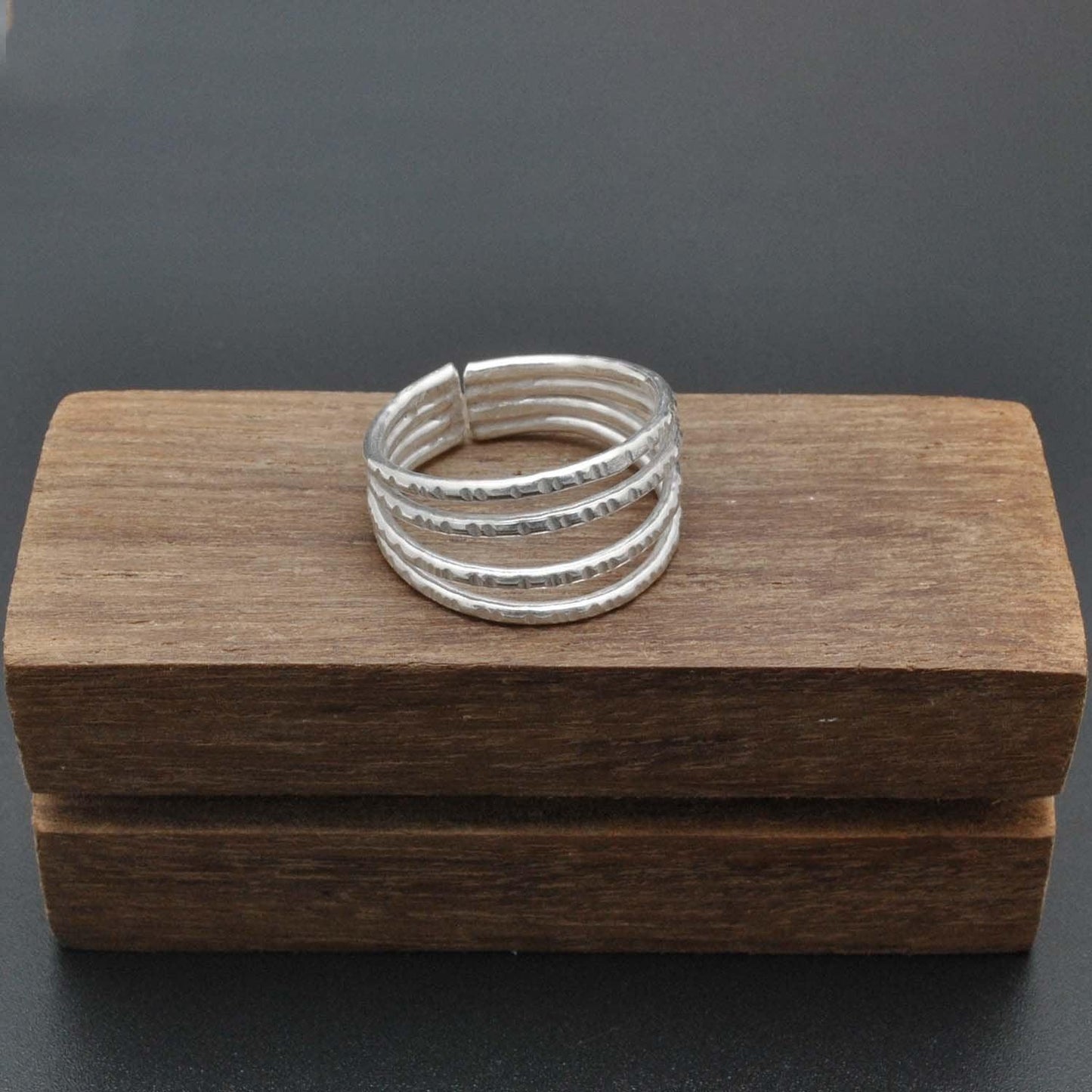 Sterling Silver Stackable Hammered Ring Size 9 Kanish