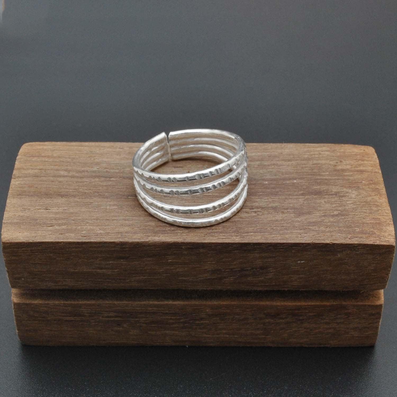 Sterling Silver Stackable Hammered Ring Size 9 Kanish