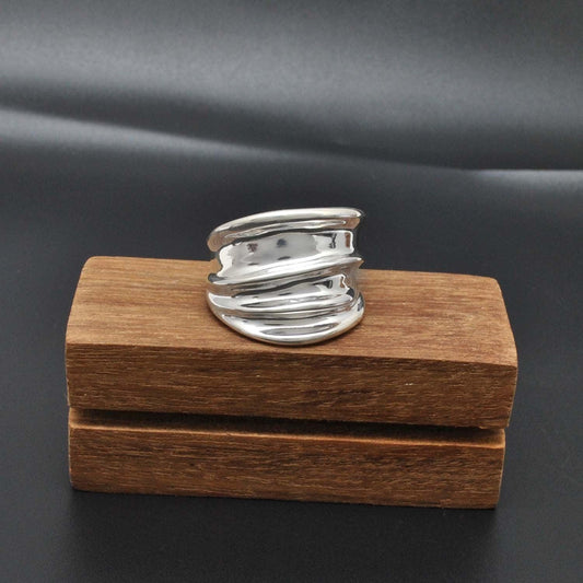 Wide Silver Chunky Wide Band Ring Size 11 - Kanish