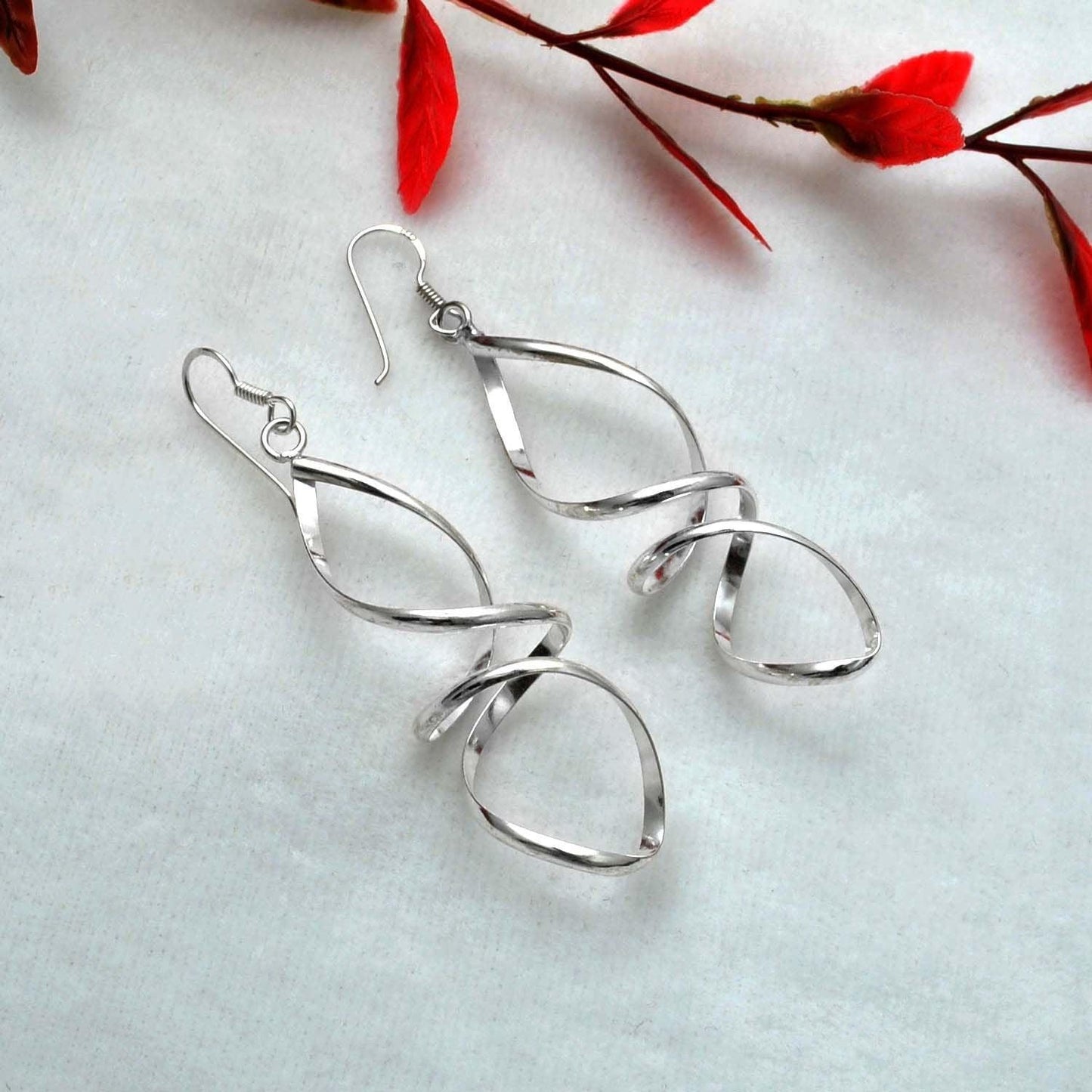 Silver Spiral Drop Dangle Earring Kanish