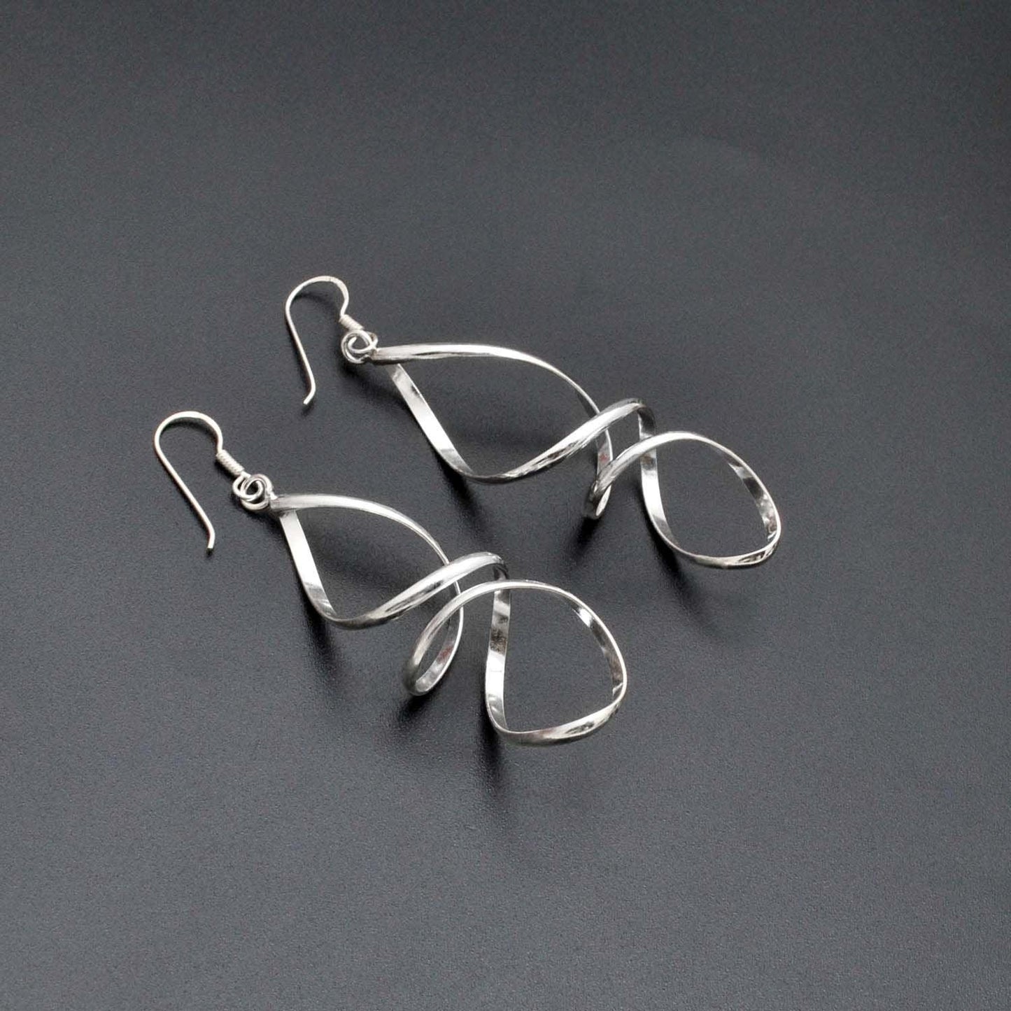 Silver Spiral Drop Dangle Earring - Kanish