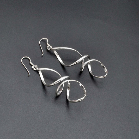 Silver Spiral Drop Dangle Earring - Kanish