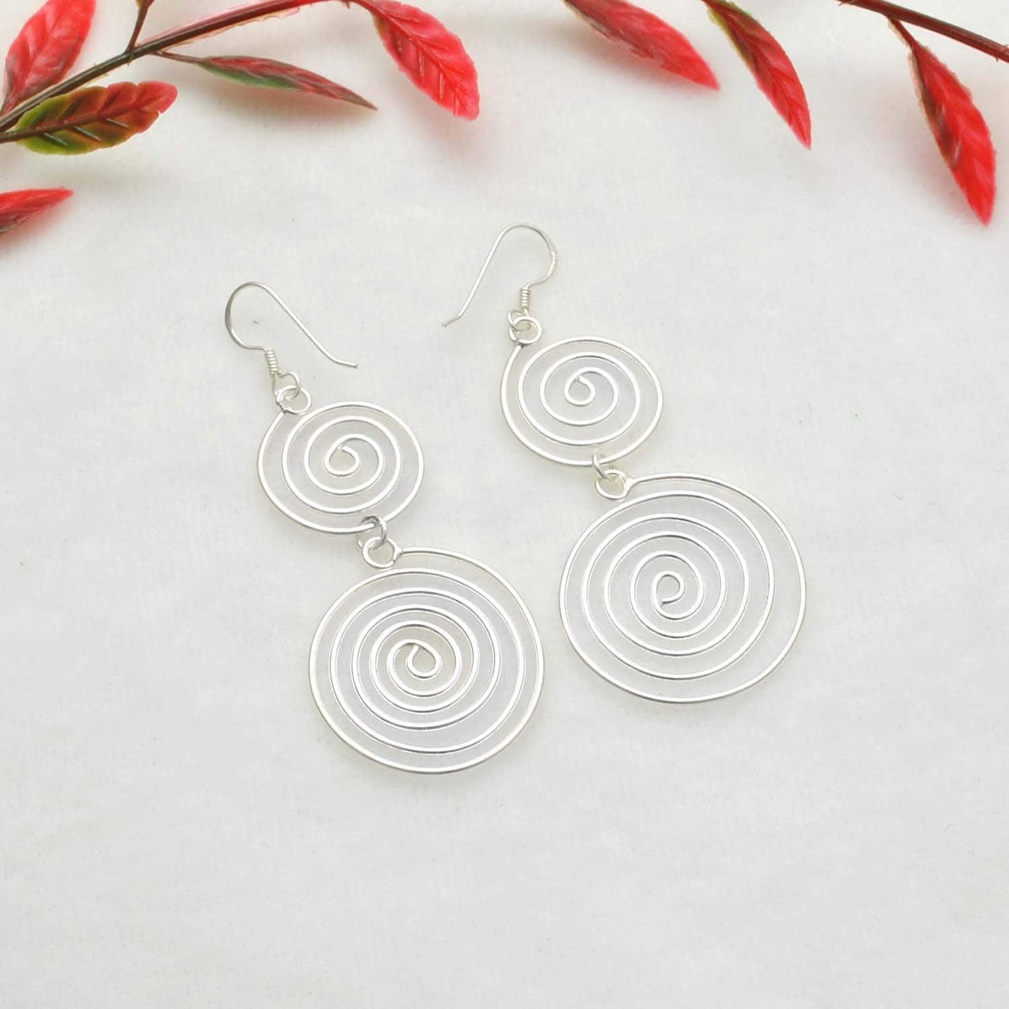 Handmade 925 Silver Spiral Dangle Earring Kanish