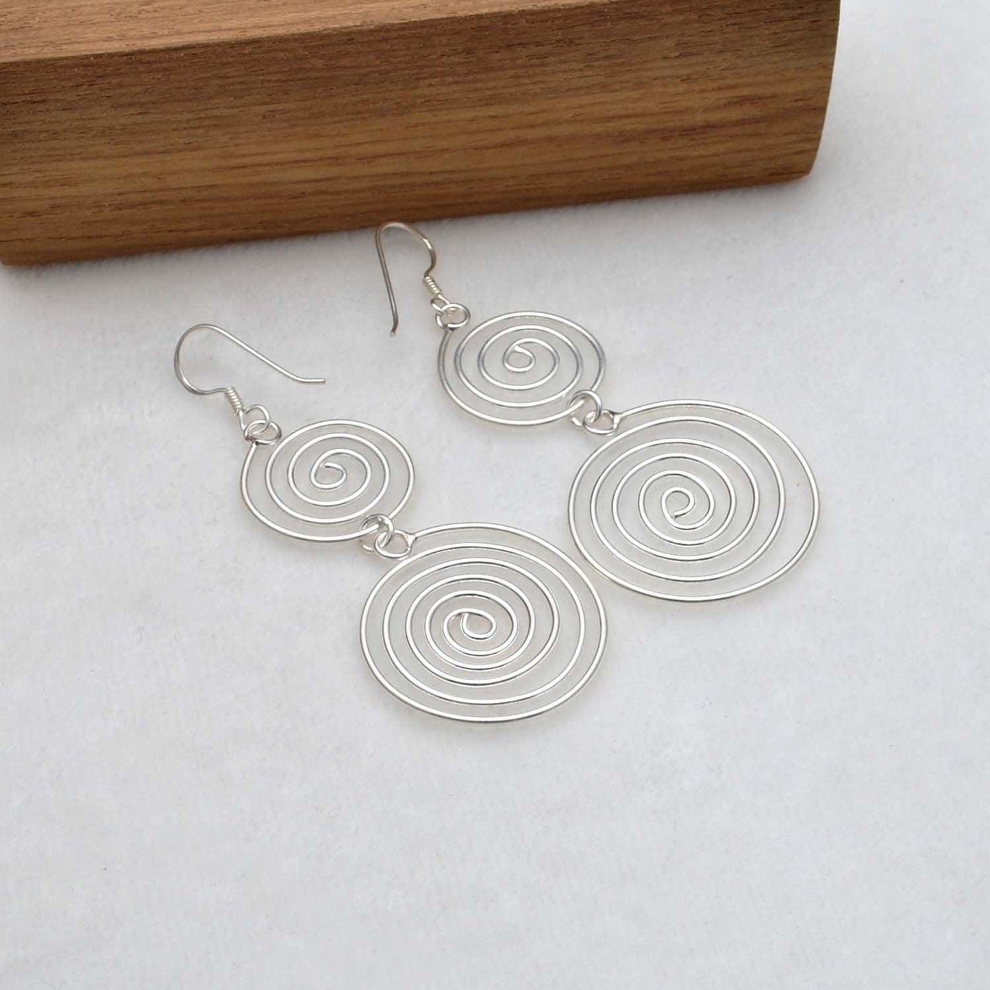 Handmade 925 Silver Spiral Dangle Earring Kanish