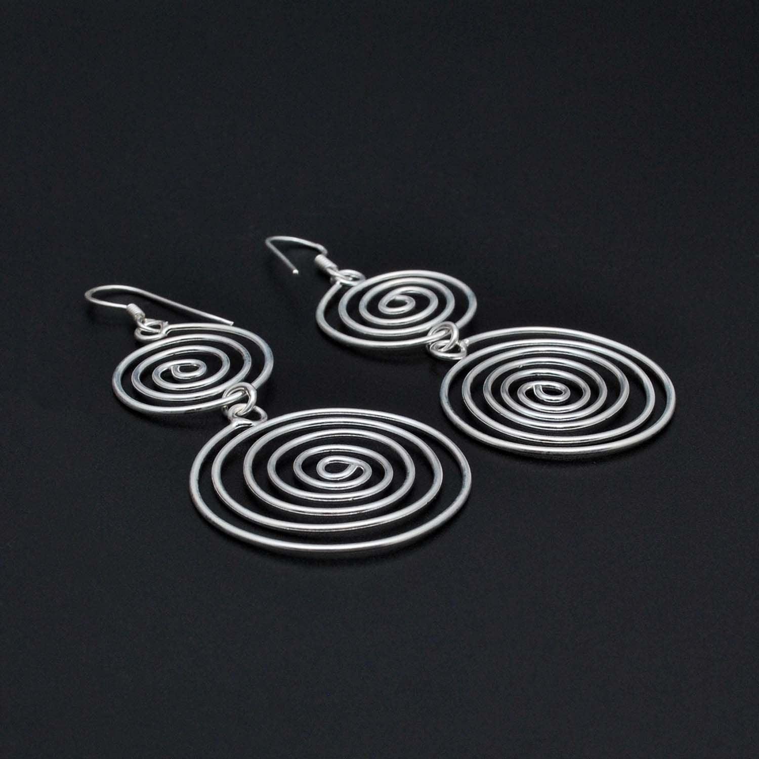 Handmade 925 Silver Spiral Dangle Earring Kanish