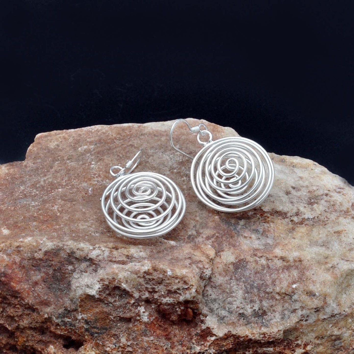 Spiral Dangle Swirl Silver Earring Kanish