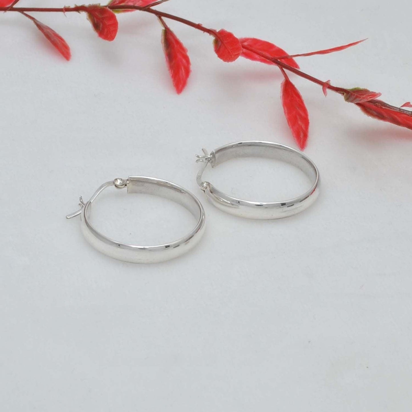 Sterling Silver Plain Huggie Hoop Earrings Kanish