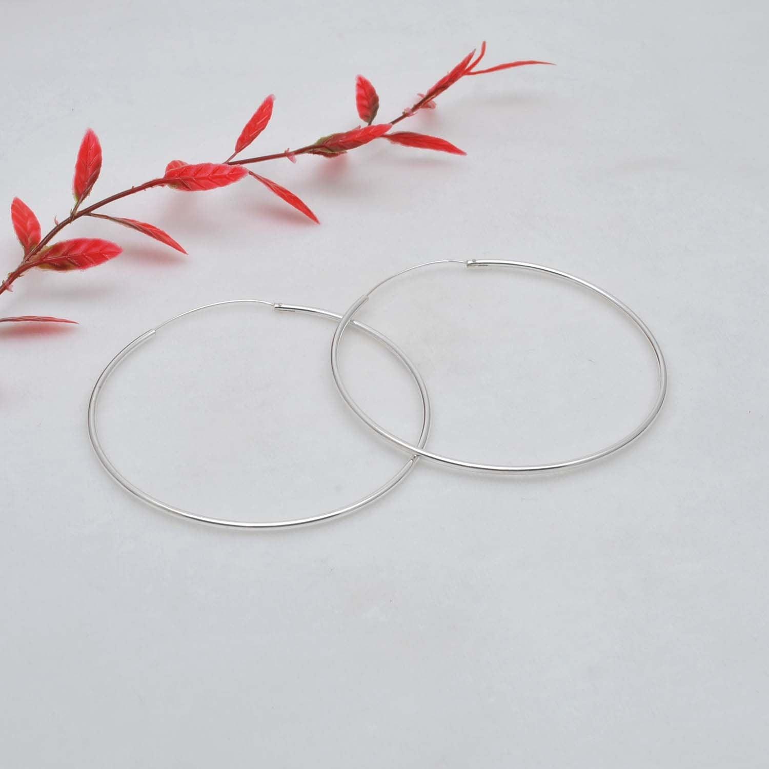925 Sterling Silver Hoops Earrings Sizes Available - Kanish