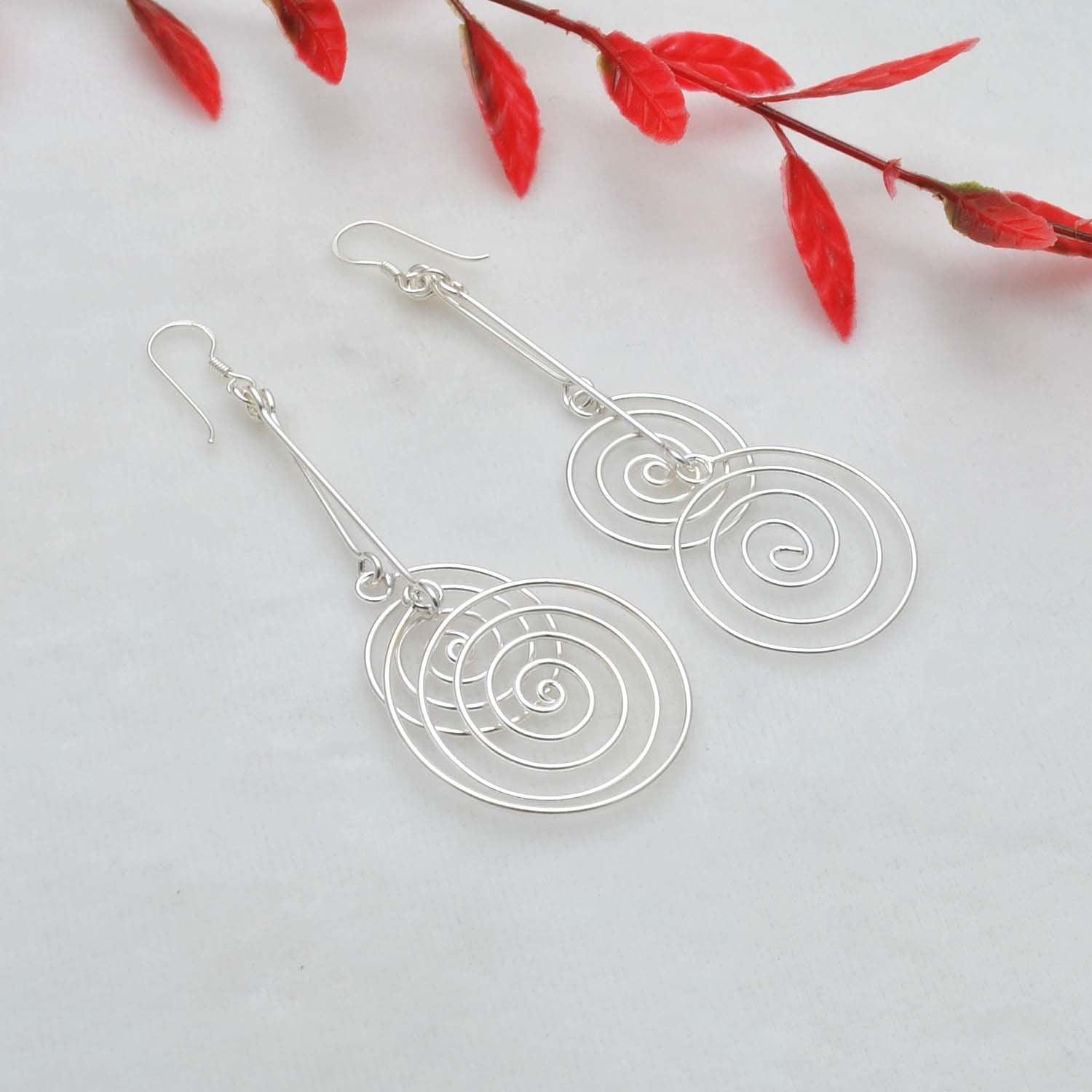 Silver Spiral Geometric Women’s Earrings Kanish