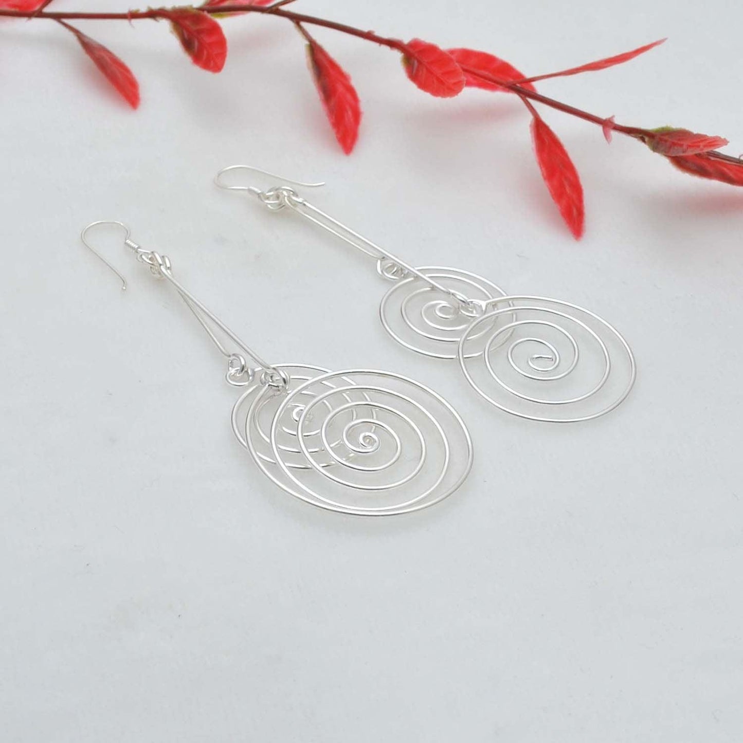 Silver Spiral Geometric Women’s Earrings Kanish