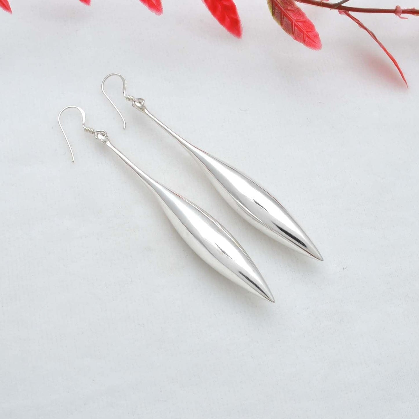 Sterling Silver water drop dangle Chunky earrings - Kanish
