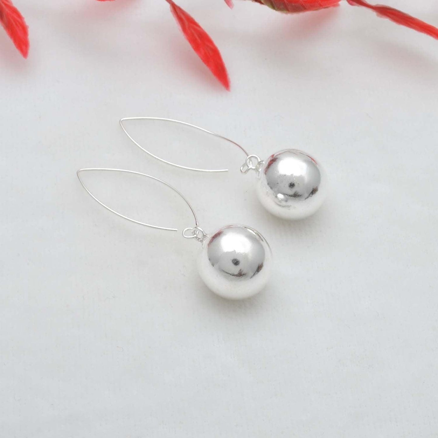Minimalist Sterling Silver Ball Earrings Kanish