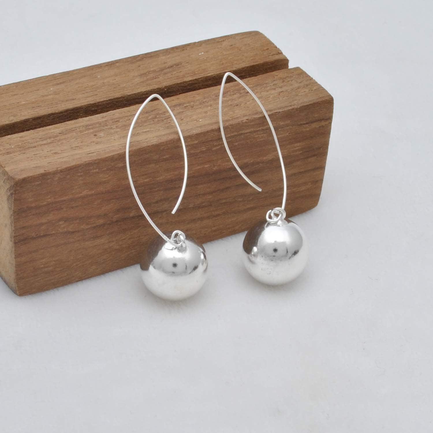 Minimalist Sterling Silver Ball Earrings Kanish