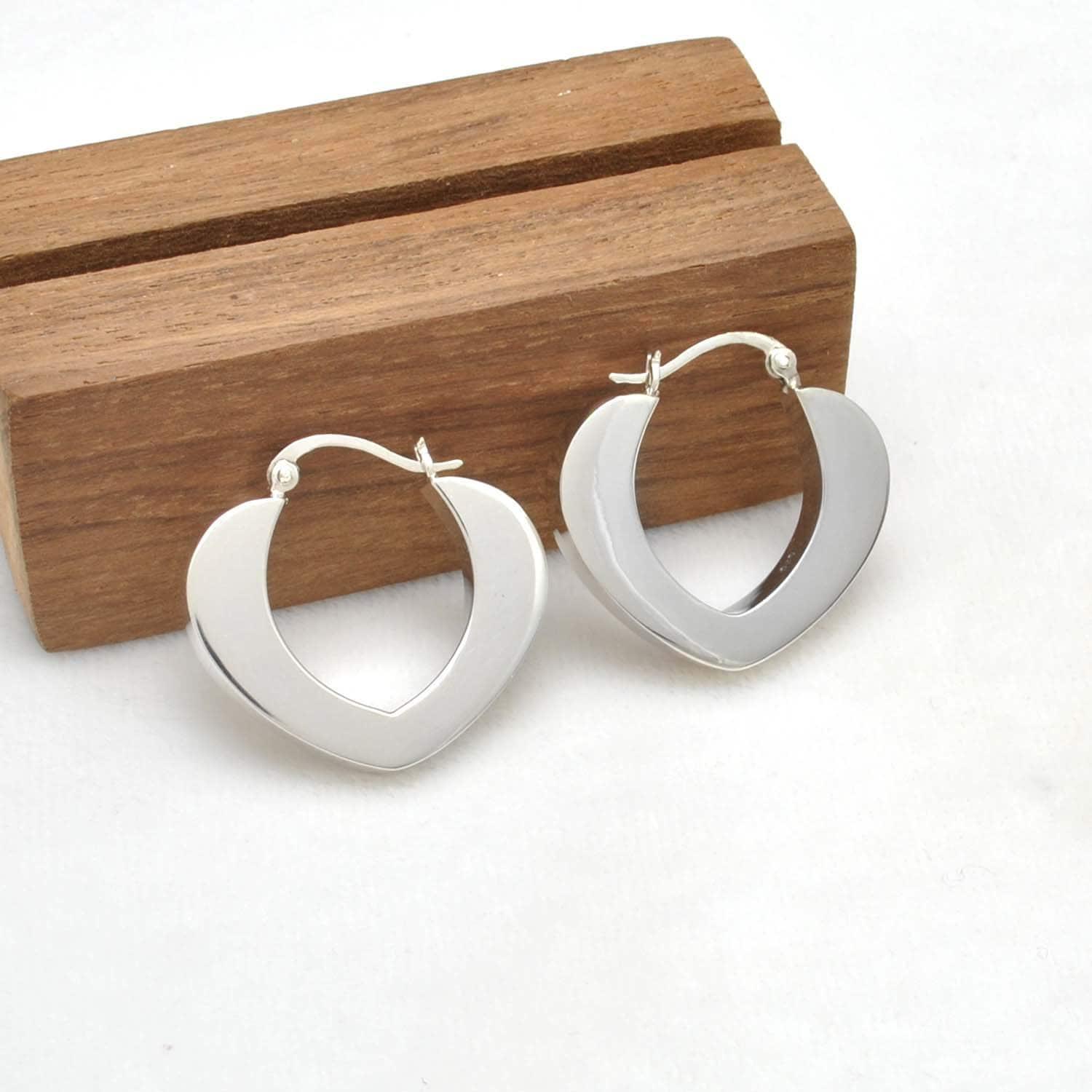 Love Heart Huggie Hoop Silver Earring Kanish