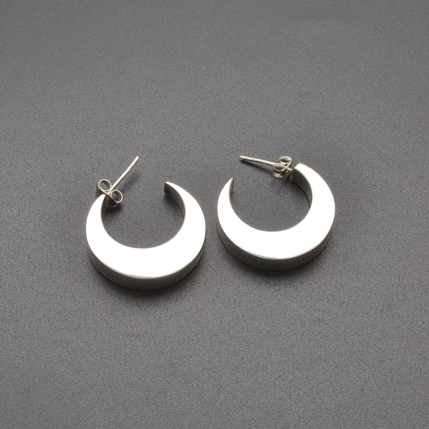 Crescent moon Huggie hoop silver earrings stud Kanish