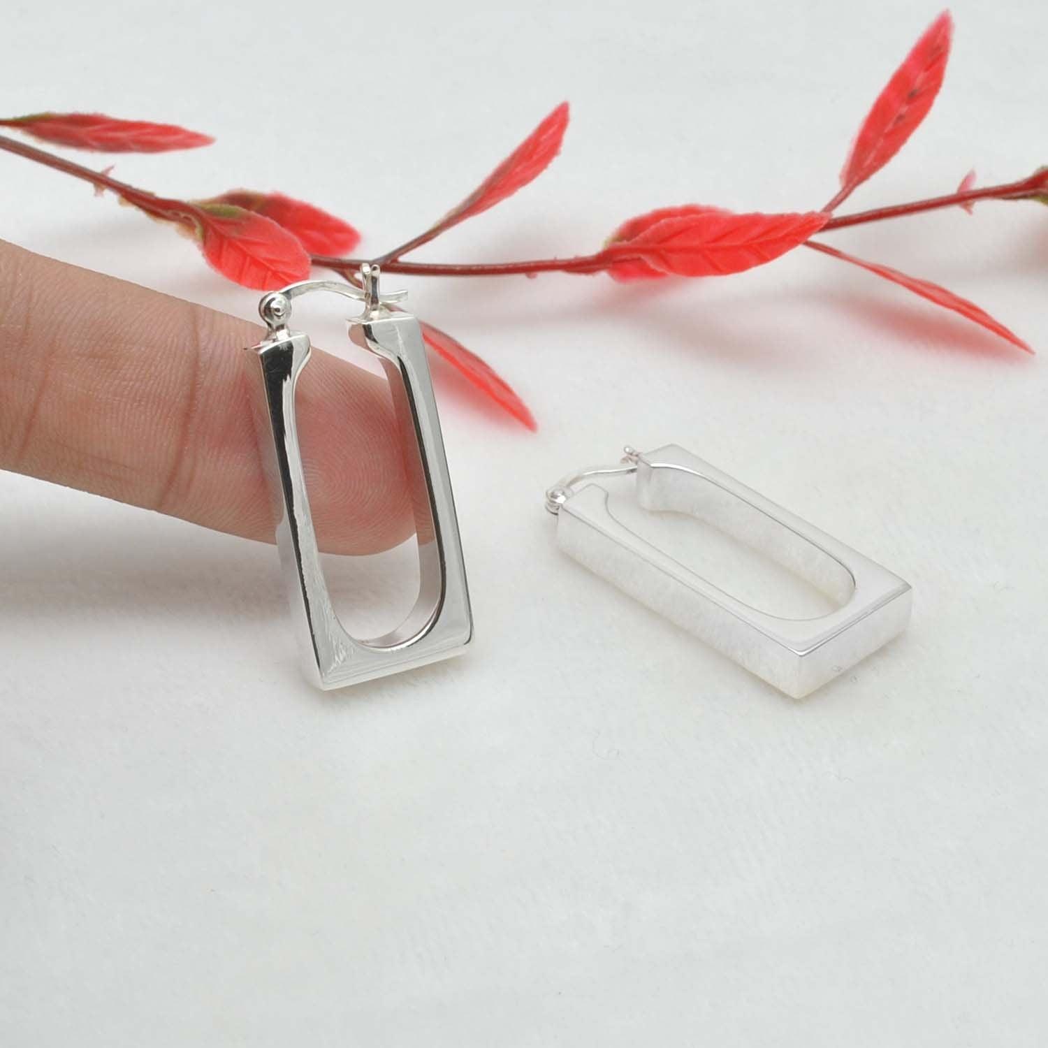 Chunky Silver Huggie Hoop Earring - Kanish
