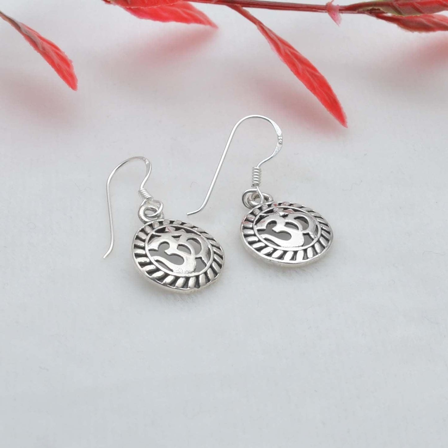 925 Silver Om Religious Earrings Kanish