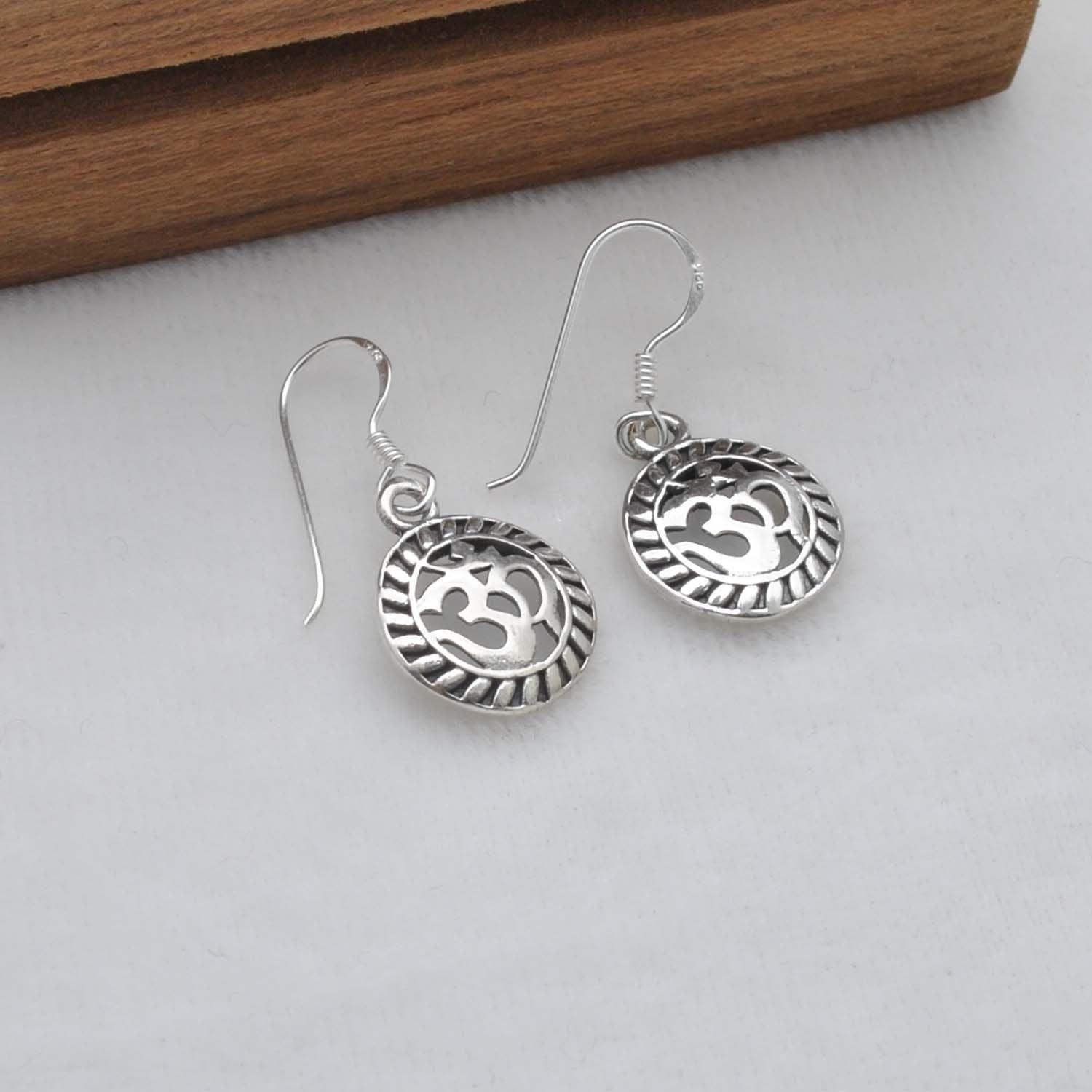 925 Silver Om Religious Earrings Kanish