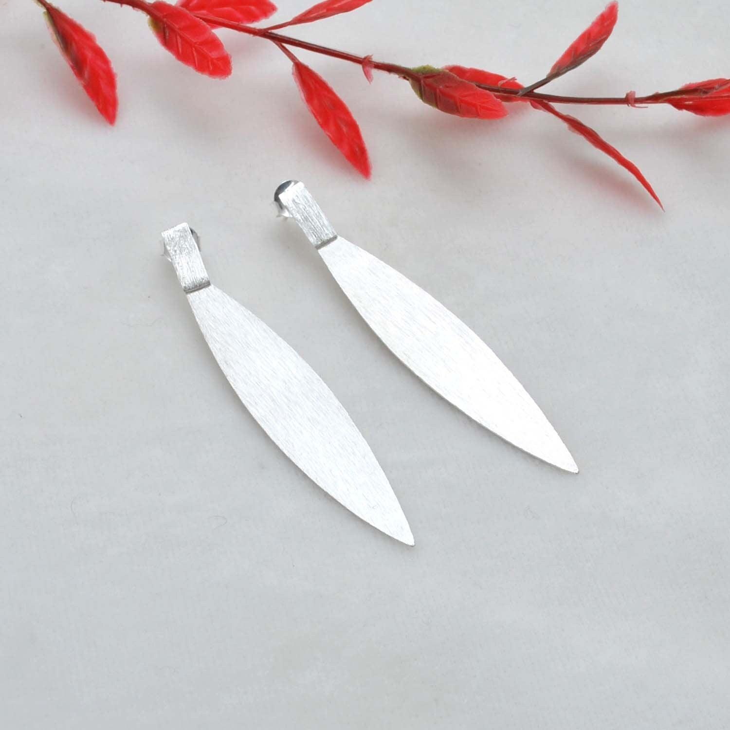 Silver Long Stud Earring Women Jewelry Kanish