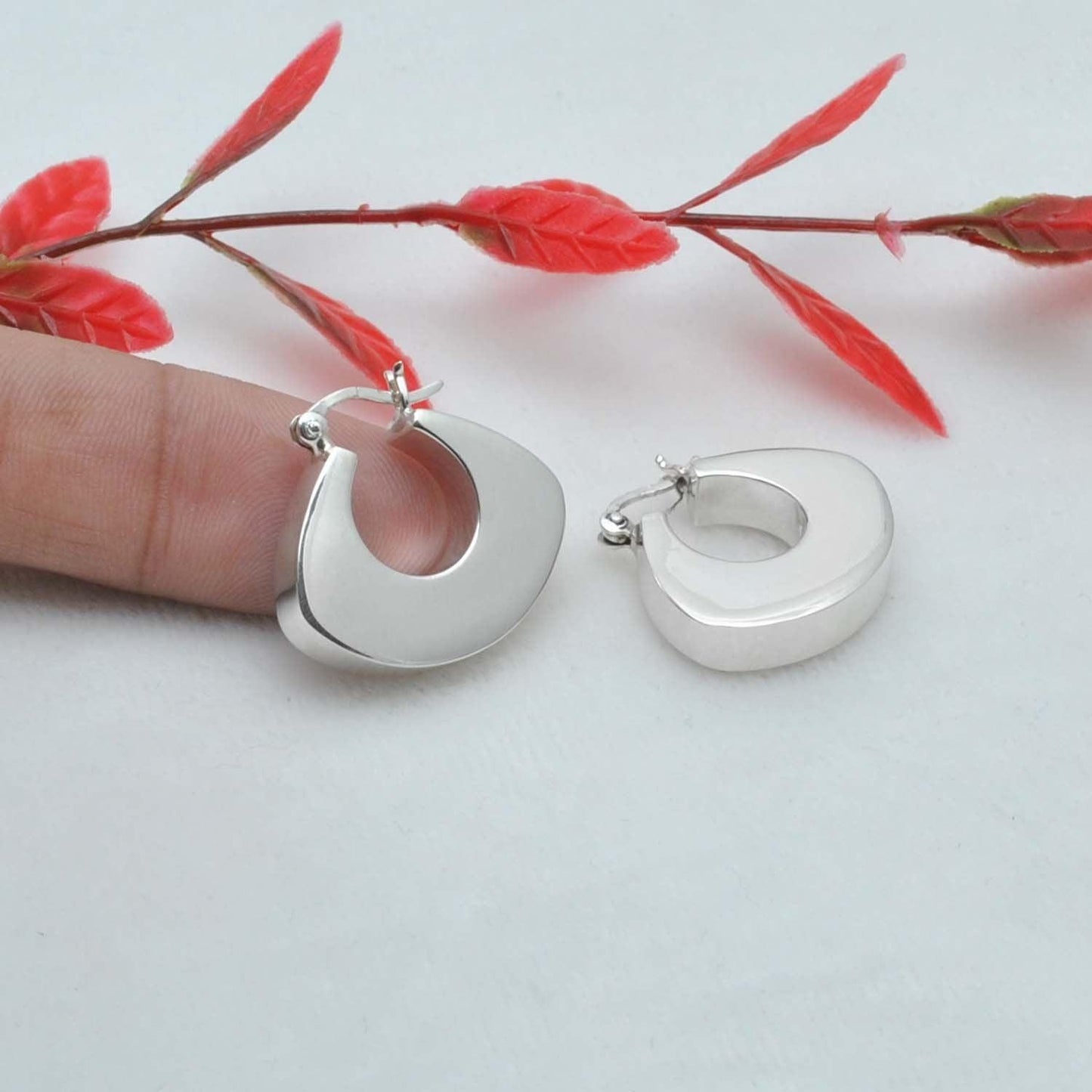 Chunky Huggie Hoops Silver Earrings - Kanish