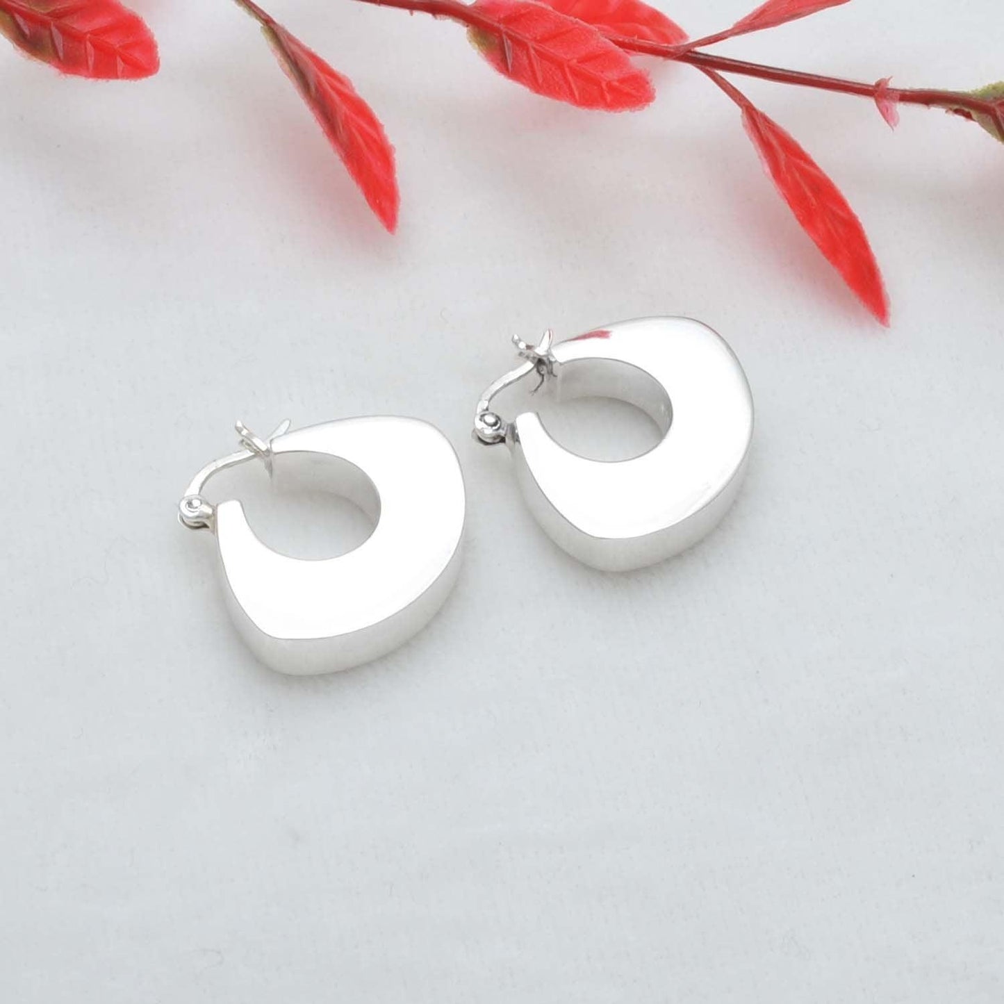 Chunky Huggie Hoops Silver Earrings Kanish