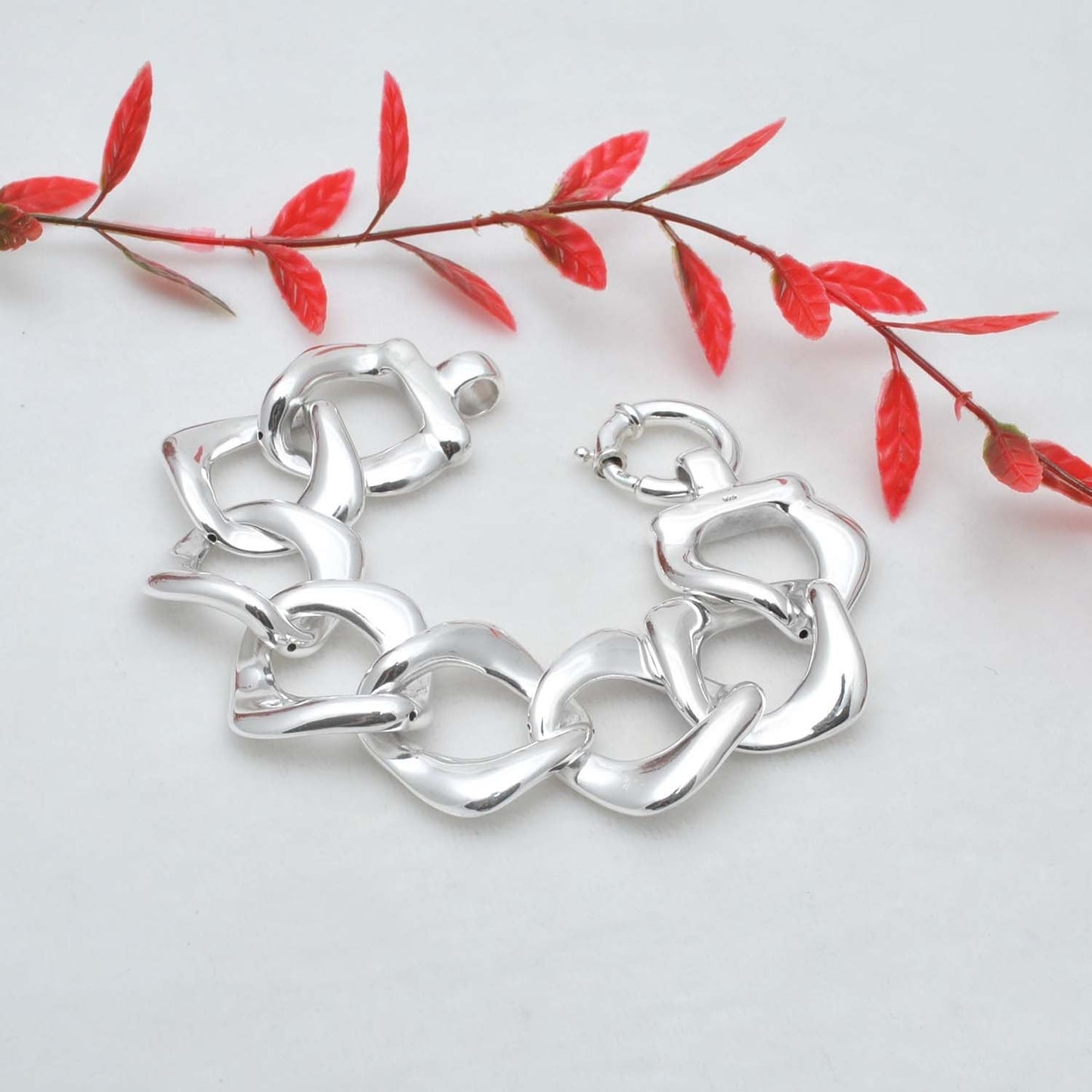 Sterling Silver Heavy chunky bold bracelet 8" - Kanish