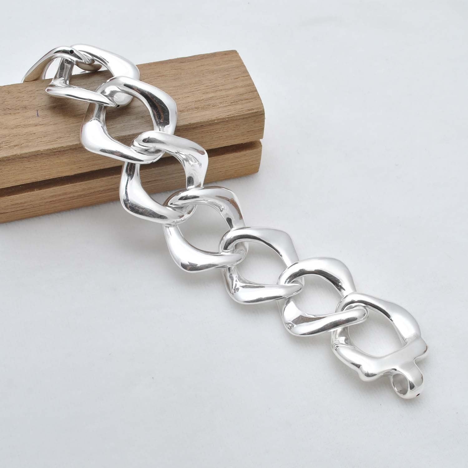 Sterling Silver Heavy chunky bold bracelet 8" Kanish