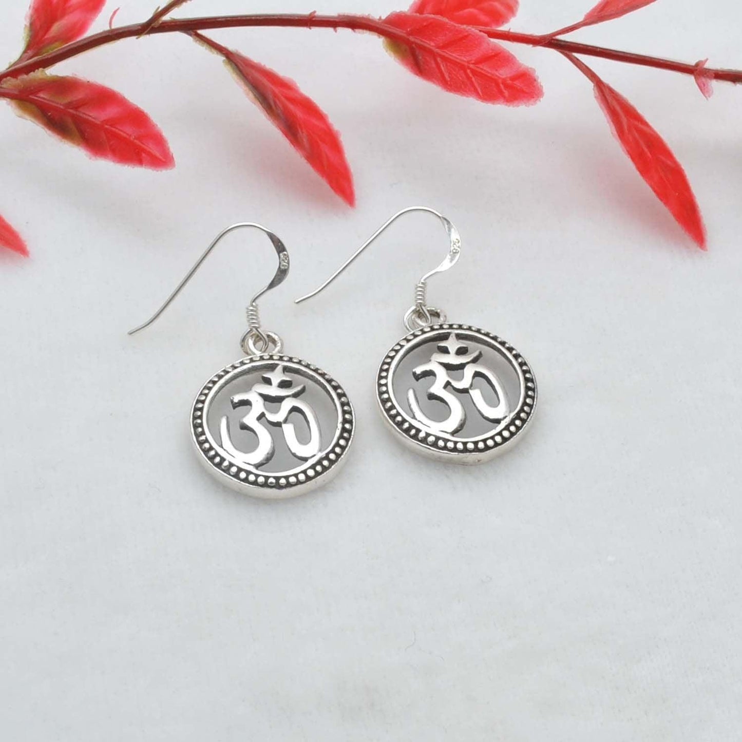925 Silver Om Religious Earrings Kanish
