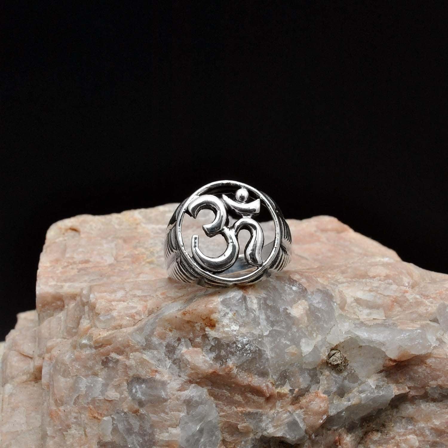 Silver Om Ring Size 10 Spiritual Jewelry - Kanish