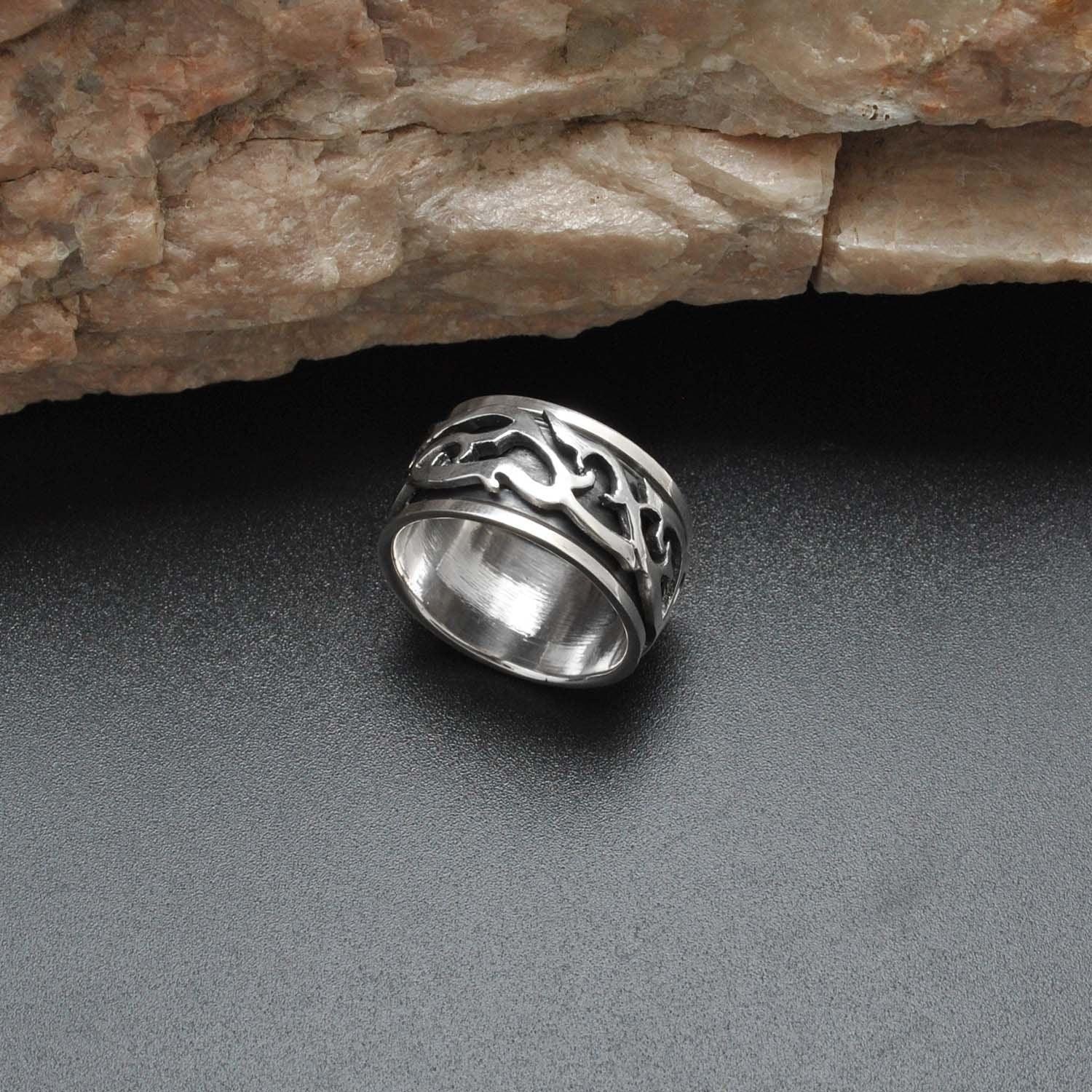 Sterling Silver Tribal Ring Band 10 Kanish