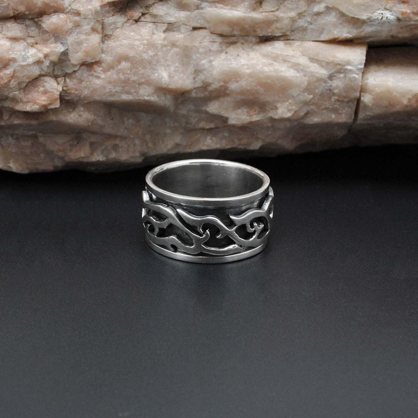 Sterling Silver Tribal Ring Band 10 Kanish