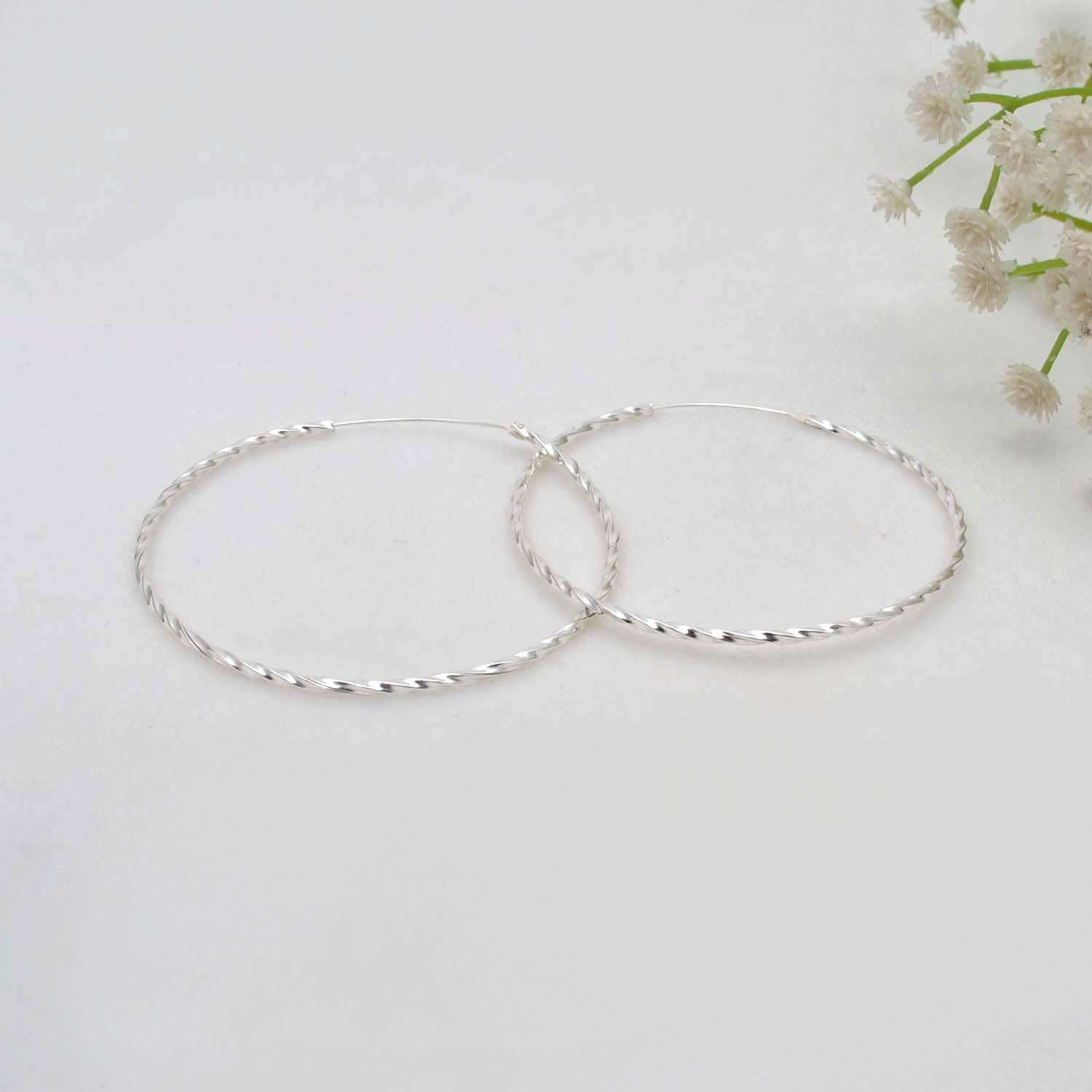 Sterling Silver Twisted Hoop Earrings Size Available Kanish